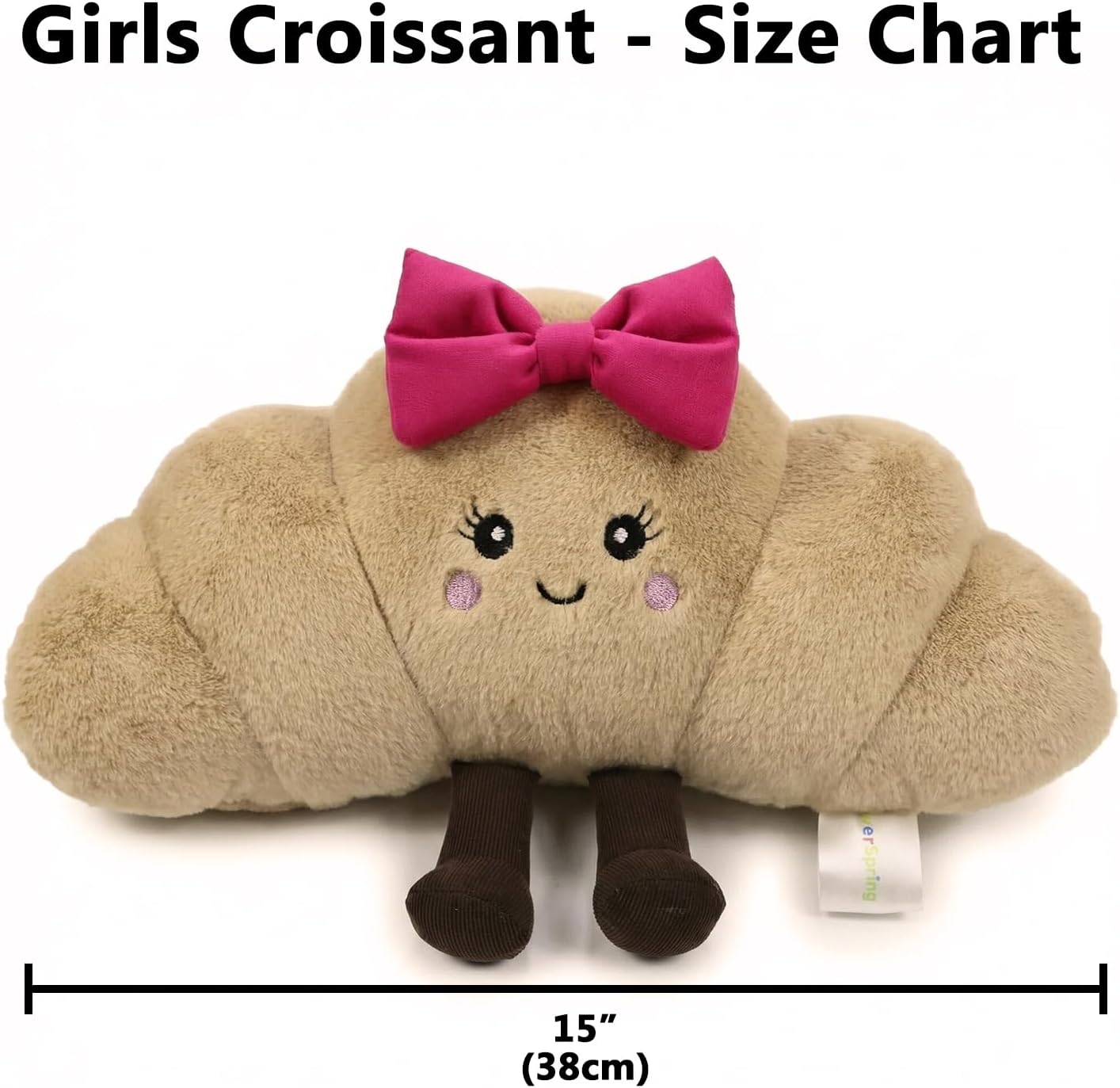 15 Inches Croissant Plush Pillow, Cute Stuffed Animal Toy, Soft Food Plushies for Girls and Boys, Kawaii Plush Gift for Birthday Christmas Decor