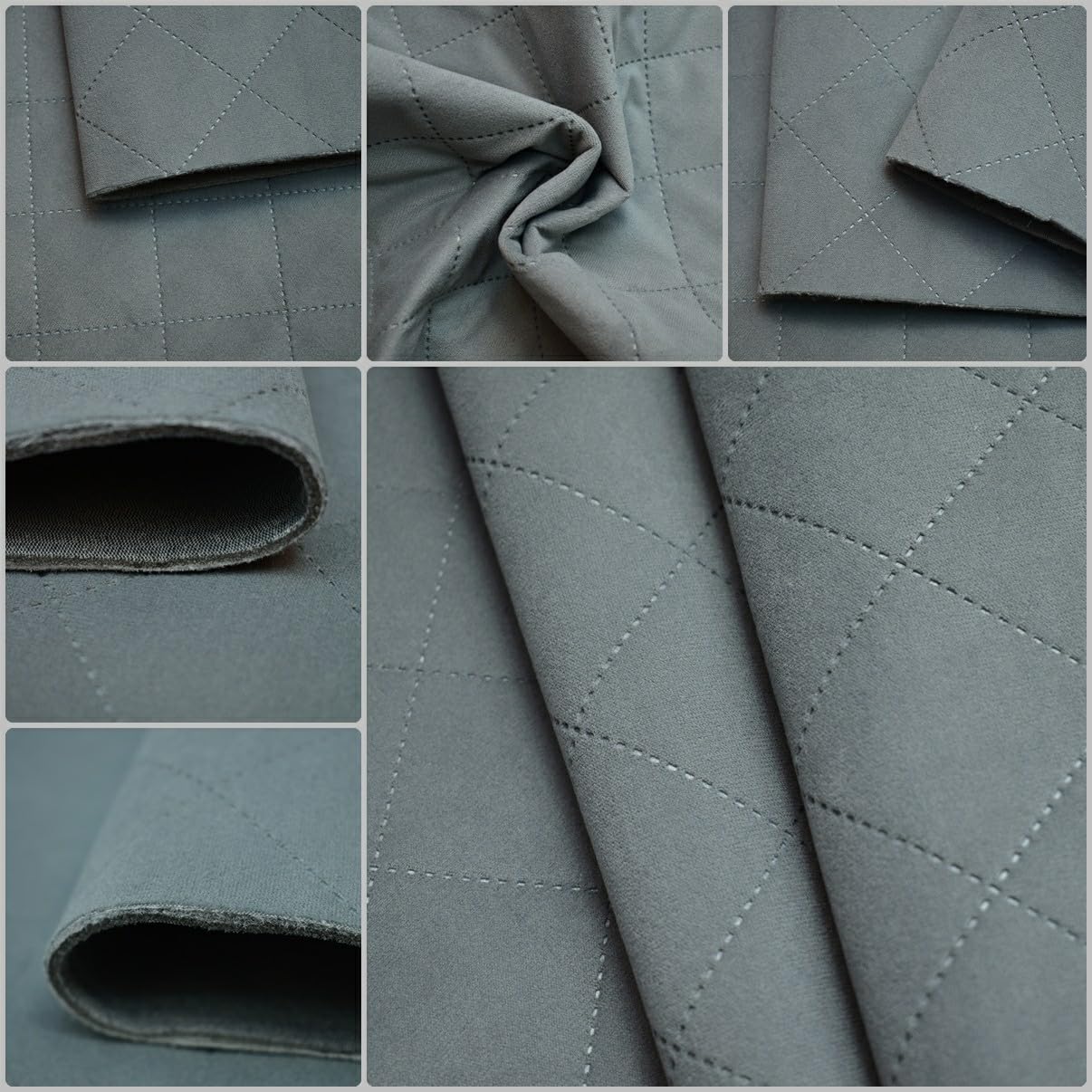 Tissu ameublement matelassé velours microfibre gris MA-14 pour canapé et fauteuil