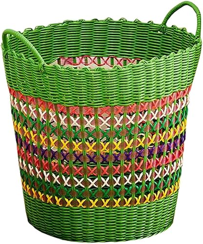 Miniatura 4 de MYtodo - Canasta tejida de plástico para juguetes, cesta de almacenamiento hueca para ropa sucia, barriles de lavandería (color morado)