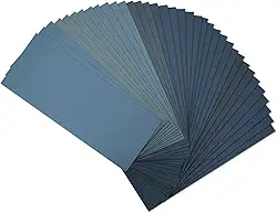 POWERTEC 471000 Lixas secas molhadas | Folhas de 22,86 cm x 9,14 cm | 180 – 3000 papel de areia de grão sortido para madeira e acabamento automático - (pacote com 36)