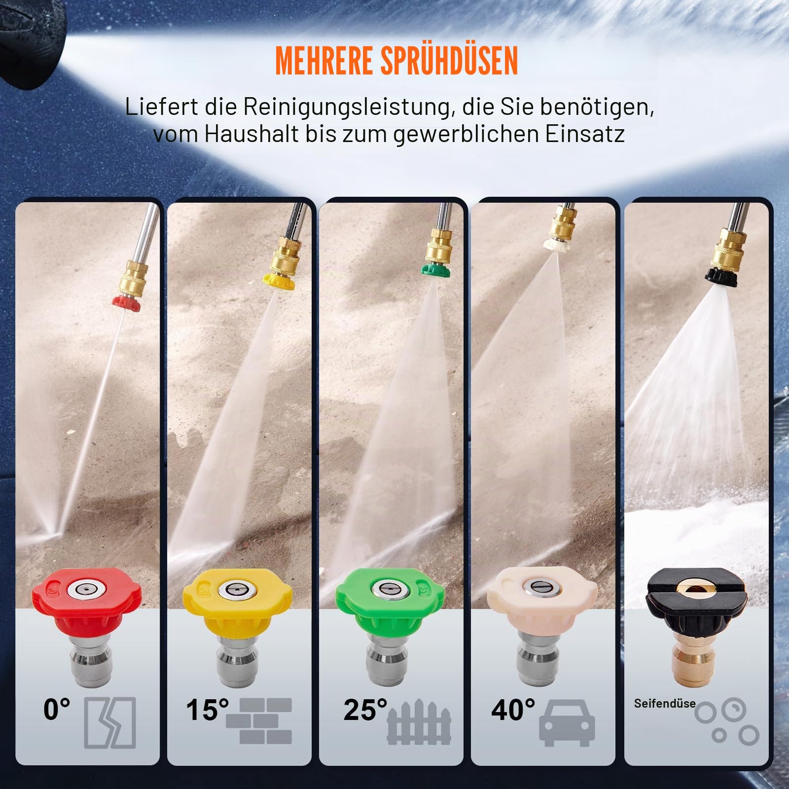 VEVOR Hochdruckreinigerpumpe, 3/4 Zoll Welle horizontal, 3500 PSI, 2,5 GPM, Ersatz-Hochdruckreinigerpumpen-Set mit 5 Düsen, Hardware und Siphonrohr, bis zu 150 Stunden, Hochdruckreiniger Ersatzpumpe