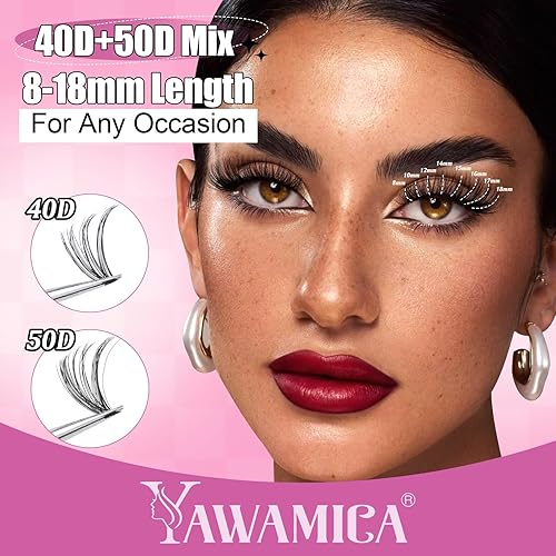Miniatura 4 de Kit de extensiones de pestañas individuales, 680 unidades, de 0.31 a 0.70 pulgadas, mezcla de racimos de pestañas 40D 50D, con unión de pestañas,