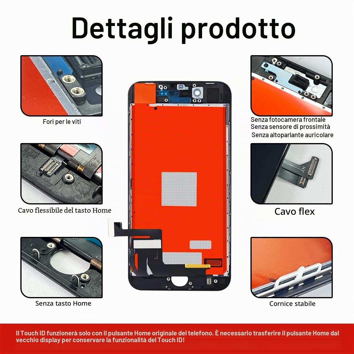 Dinow Display per iPhone 8/SE 2020 Schermo 4.7'' (Nero) Full HD Schermo per iPhone 8G, LCD 3D Touch Display di Vetro+Kit di Attrezzi per Il Modello A2275, A2296, A2298,A1905,A1863,A1906