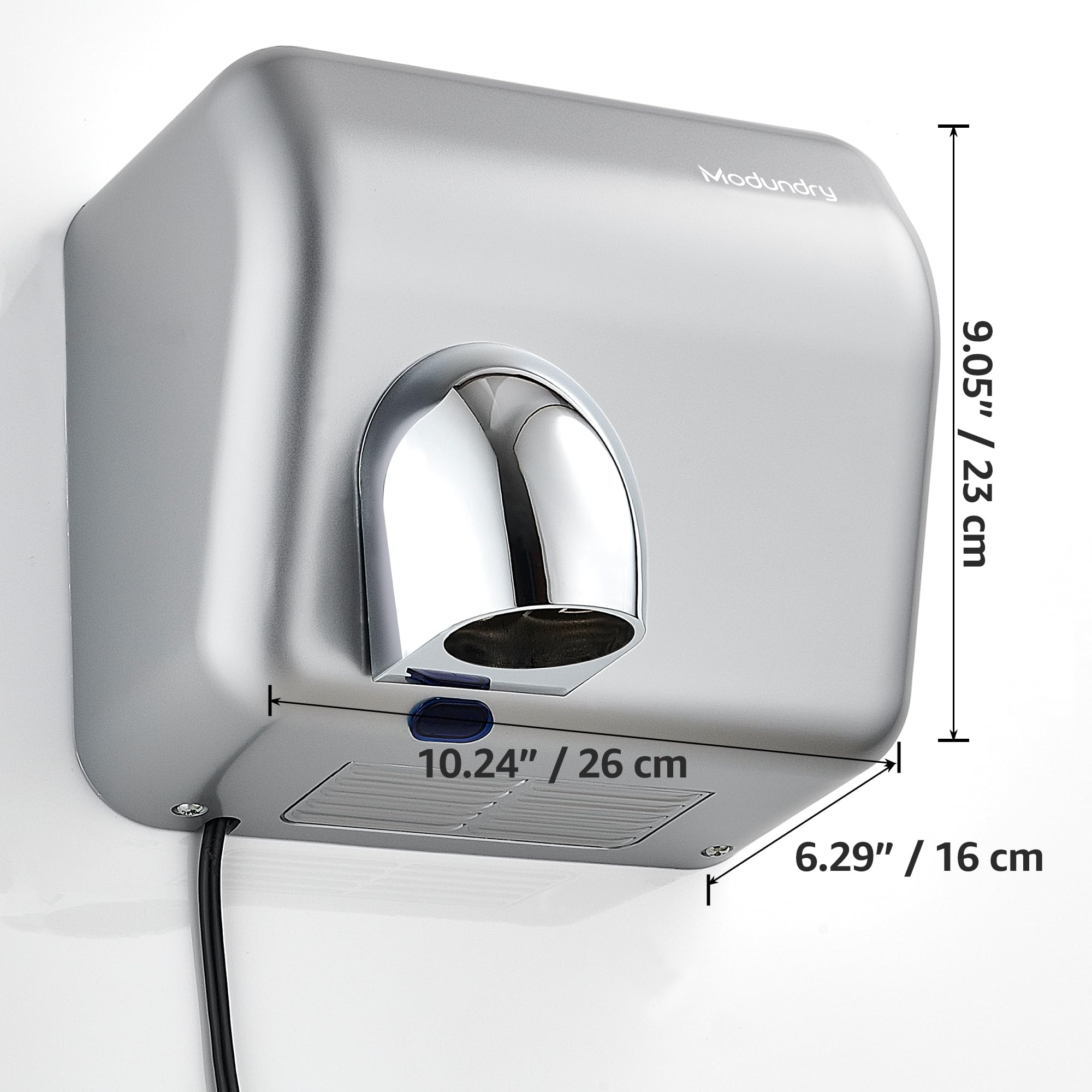 Seche Main Électrique Mural, Automatique Sèche-Mains à Grande Vitesse 5-7 Secondes Séchage pour Commercial Toilettes, 2300W, ABS, Argenté