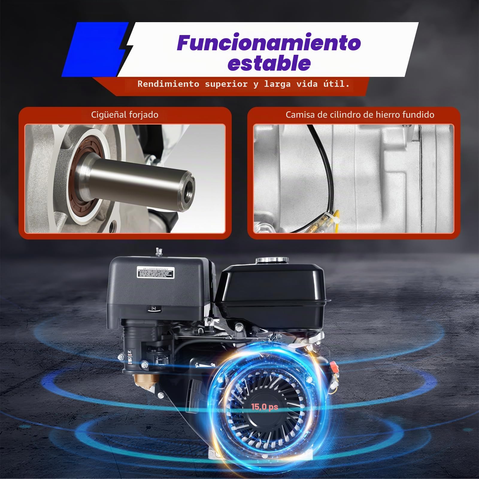 Motor de gasolina de 420CC, 15 CV, 9KW, motor estacionario de 4 tiempos, motor industrial, motor de gasolina de 1 cilindro refrigerado por aire, alta calidad, con alarma de aceite (3600r/min, diámetro