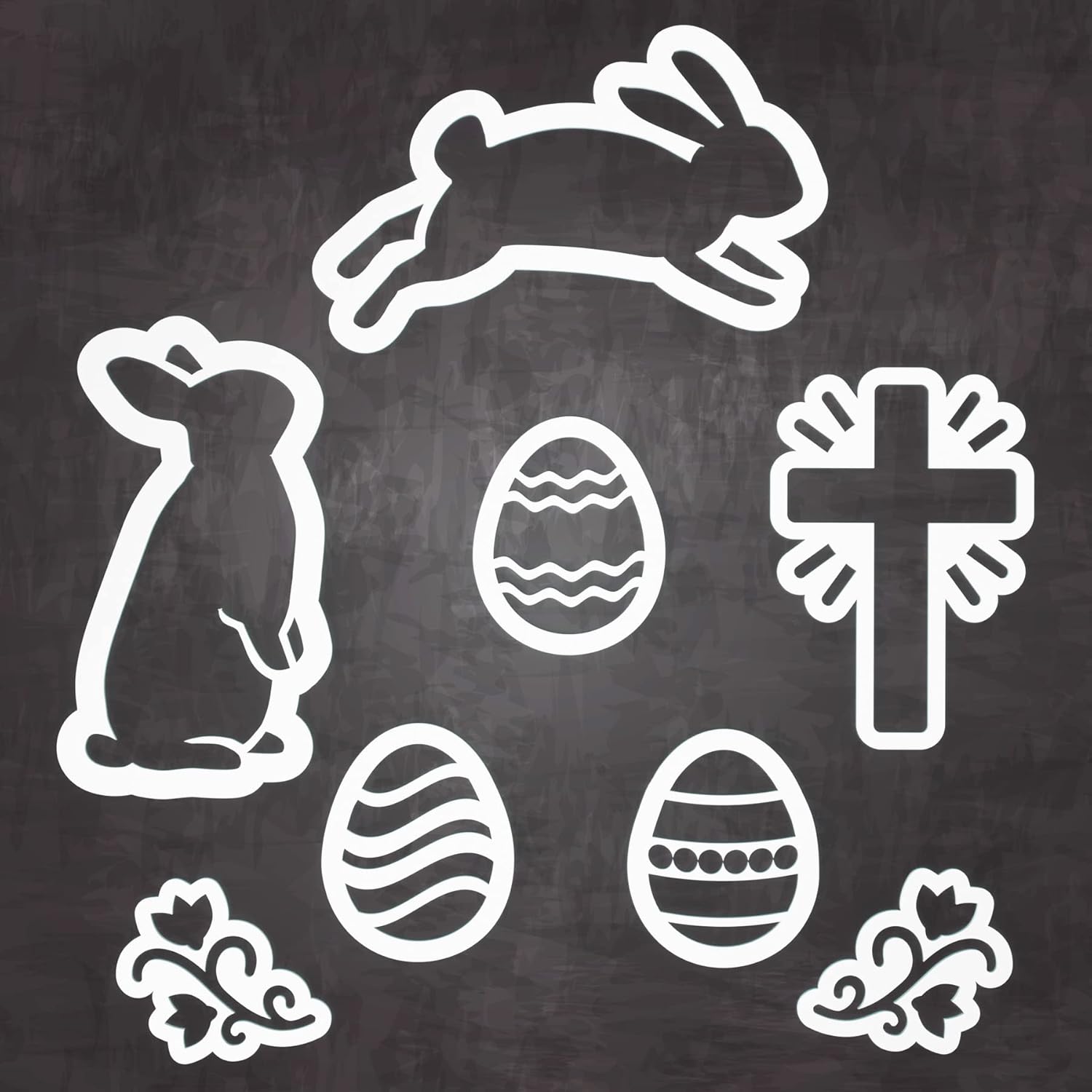 Magnetic Chalkboard Stencils for Easter, 8 Reusable Easter Stencils for Chalk boards Easter Crafts, Easter Bunny, Cross, Flower, Egg Stencils for Painting Signs Drawing Template Kit