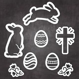 Plata Chalkboards Magnetic Chalkboard Stencils for Easter, 8 Reusable Easter Stencils for Chalk Boards Easter Crafts, Easter Bunny, Cross, Flower, Egg Stencils for Painting Signs Drawing Template Kit