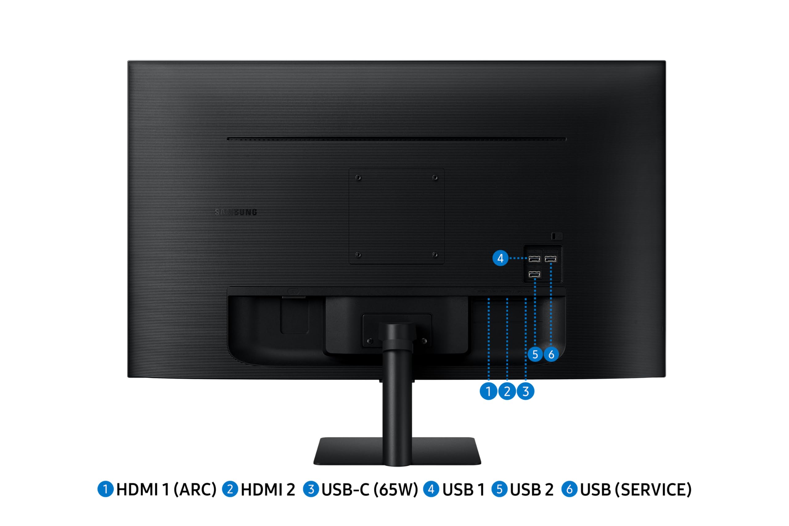 Samsung Smart Monitor M7 Noir - 32'' - Dalle VA, UHD 4K (3840 x 2160), 60Hz, 4ms, Inclinable, 2 x HDMI (2.0), USB-C (65W), 3 x USB-A, Smart TV, Gaming Hub, LS32DM702UUXEN