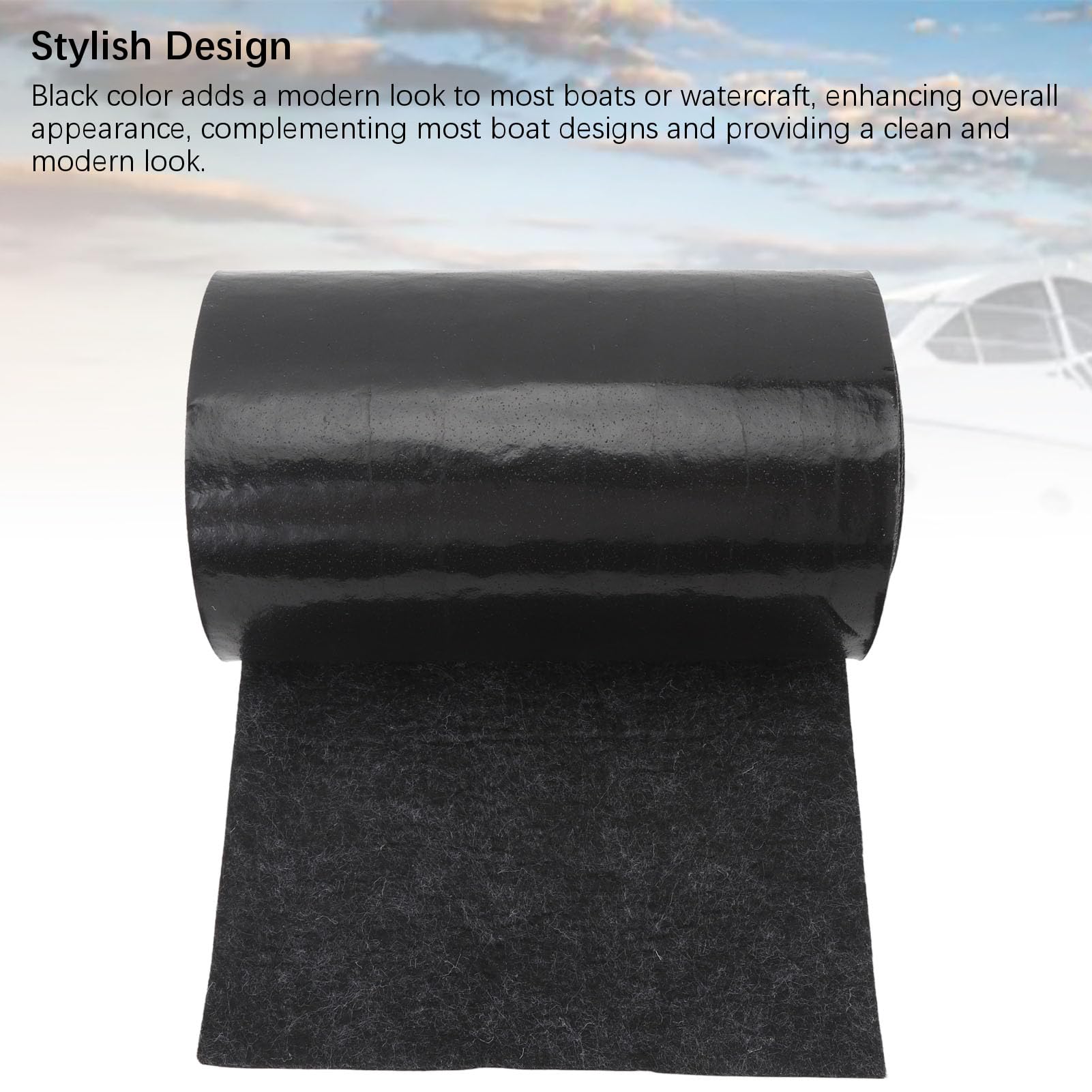 Tapis Marin Noir Épais 6mm – Pour Remorques Bateaux, Couchettes, Ponts | Polyester Résistant à L'Eau, Antidérapant