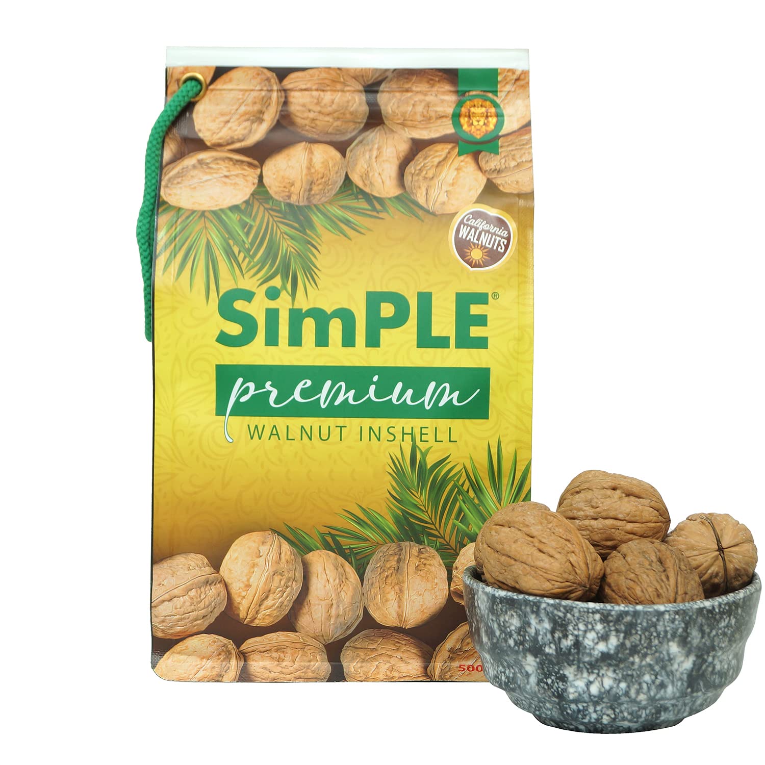 Toller 100% Natural & Premium California Walnut in Shell Akhrot Sabut whole Akrot with shell Snacks Low Calorie Nut & Dry Fruits| 0g Trans Fat & Cholesterol Free (500 gram) walnut with shell akhrot 500g