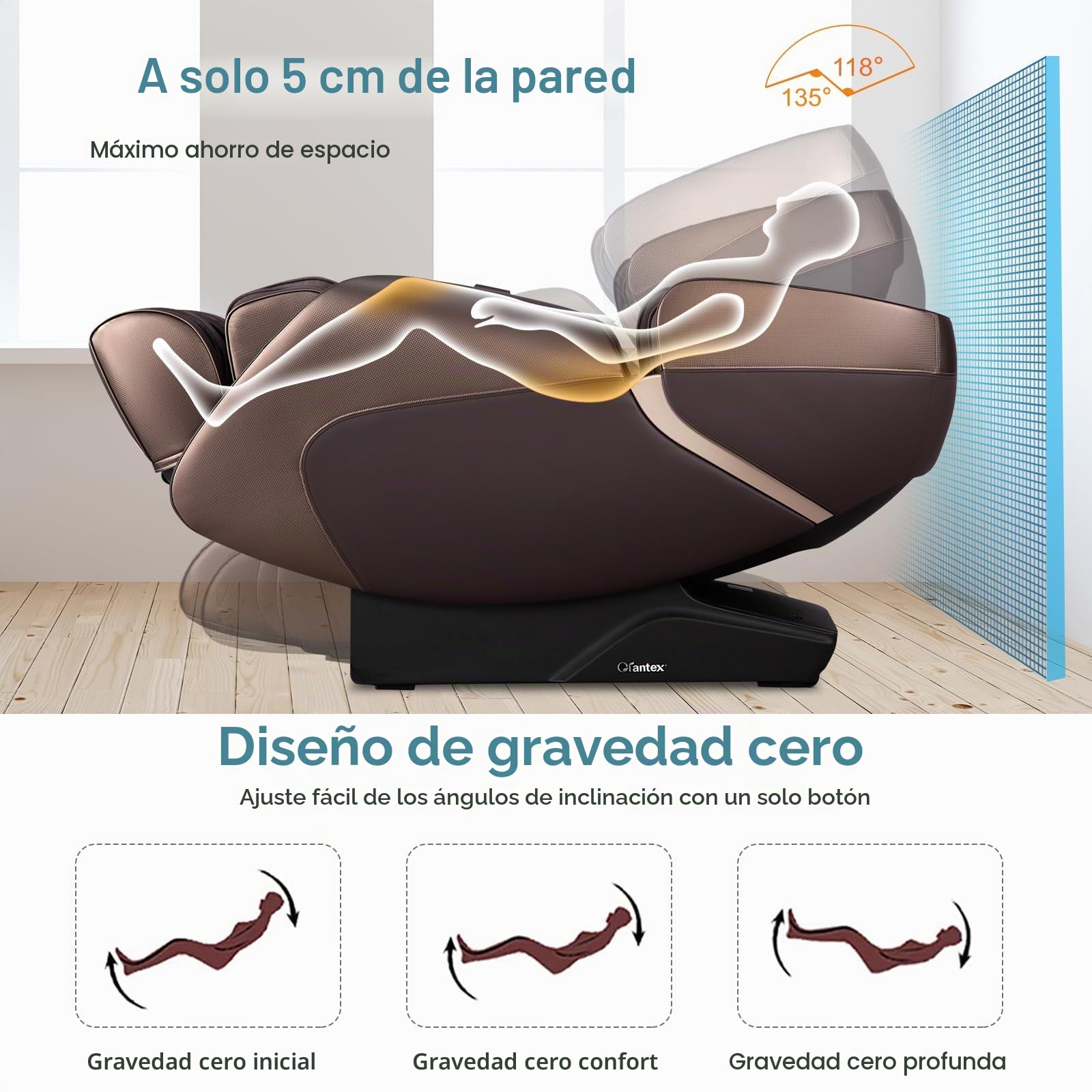 GOPLUS Sillón de Masaje Eléctrico Gravedad Cero, Sillón de Masaje Shiatsu Reclinable con Track SL, Rodillo de Pies, Control de Voz, Sillón de Relajación Bluetooth para Todo el Cuerpo (Marrón)