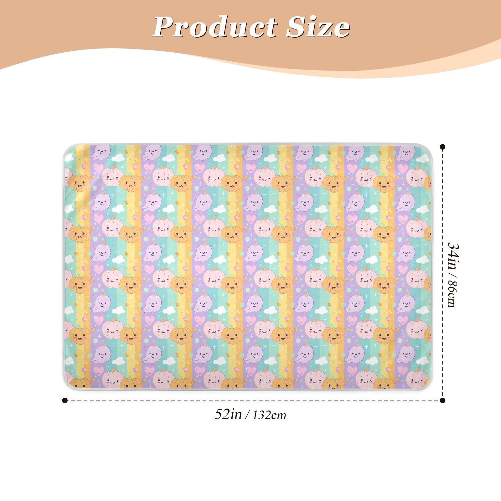 Pumpkin Unique Cartoon Changing Pad Covers Water Resistant Potty Training Anti-Lip Pad Liner for Baby Boys Girls , 52