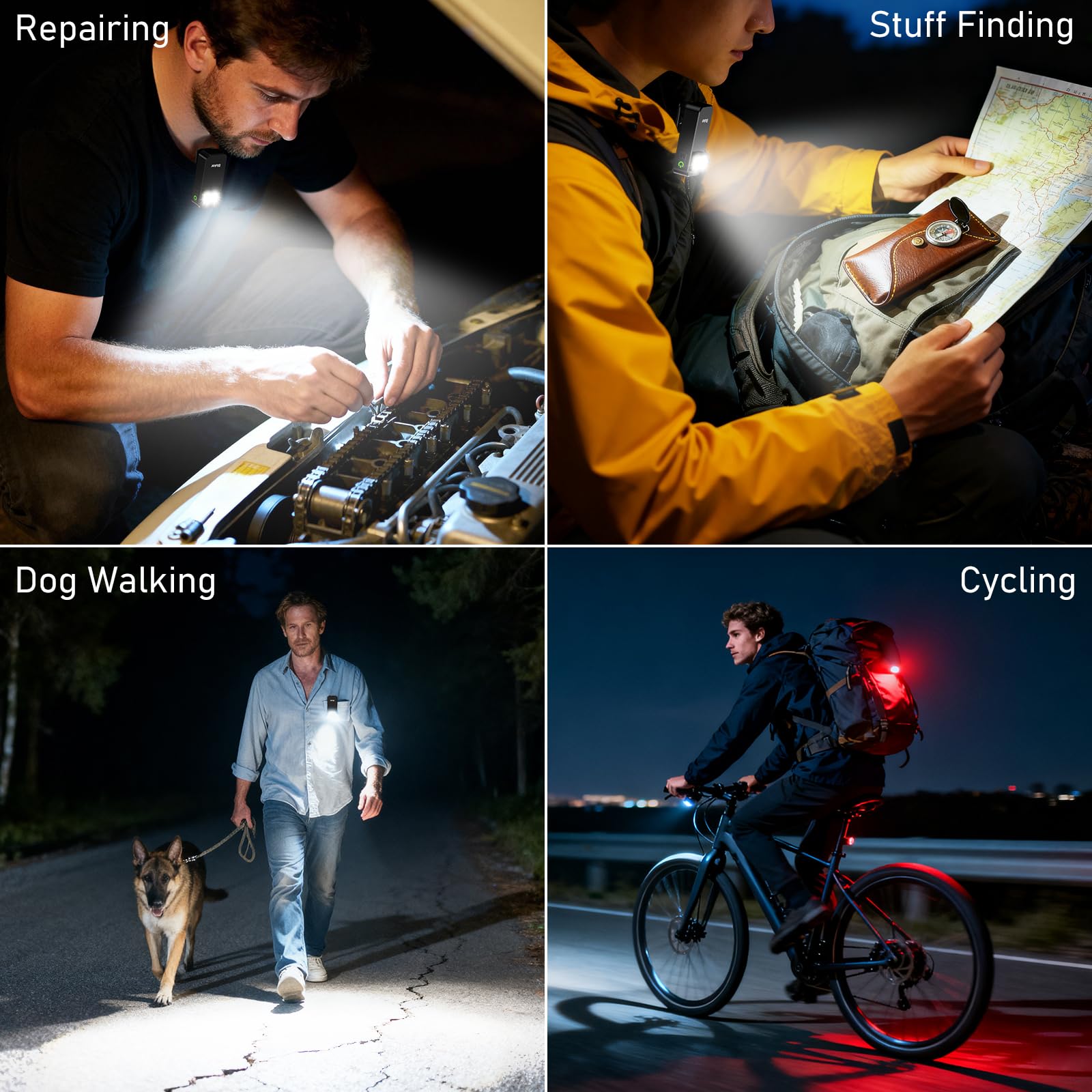 Blukar Torcia EDC con Clip, Super Luminoso Mini Torcia LED Ricaricabile Potente, 3 Fonti di Luce & 5 Modalità, Funzione di Memoria, Portatile Tascabile Flashlight per Campeggio/Emergenza/Trekking
