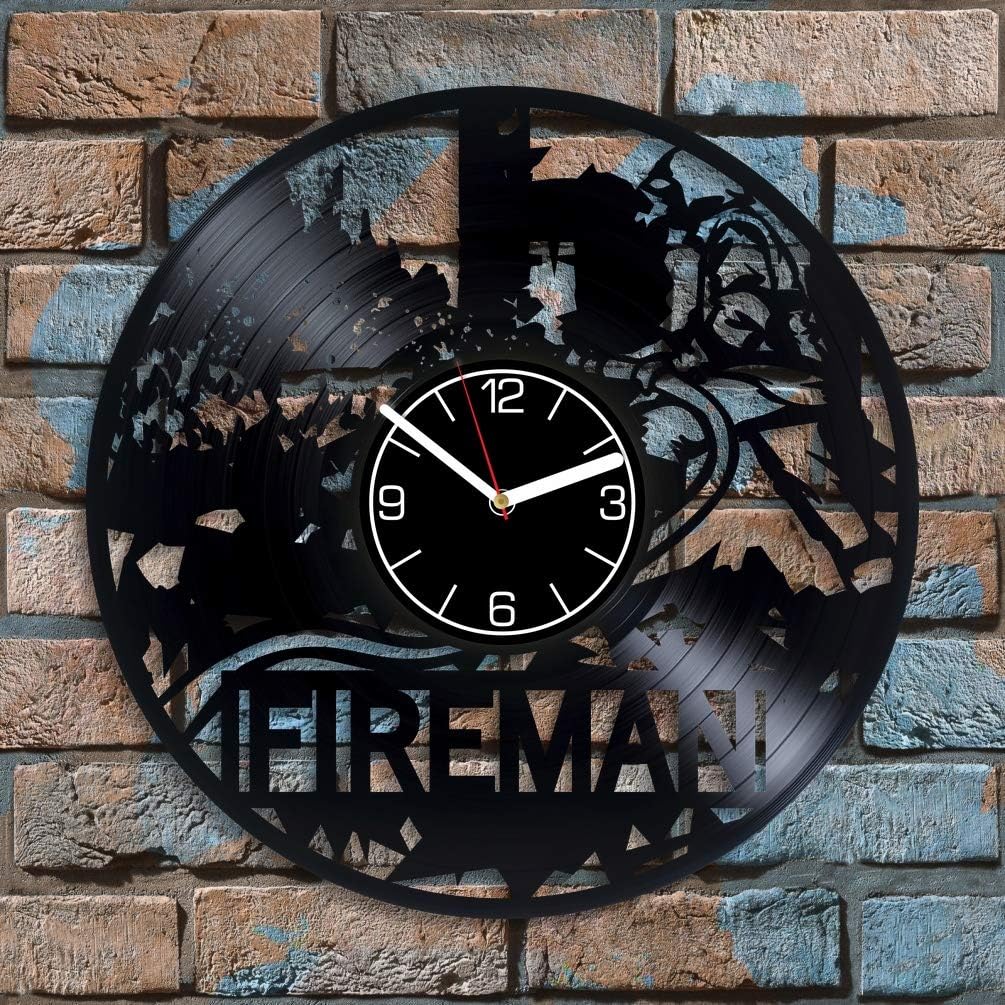 Fireman Vinyl Record Wall Clock Fireman Wall Clock Modern Fireman Gift Fireman Vinyl Clock Fireman Room Decoration 12 inch Wall Clock Fireman Art Gift for Him Fireman Wall Art Fireman Clock