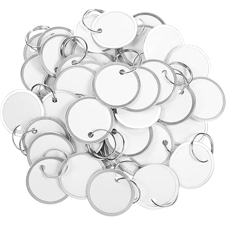 Metal Rim Tags Key Tags Round Paper Tags with Metal Rings for Car Keys and Door Keys (100 Pieces)