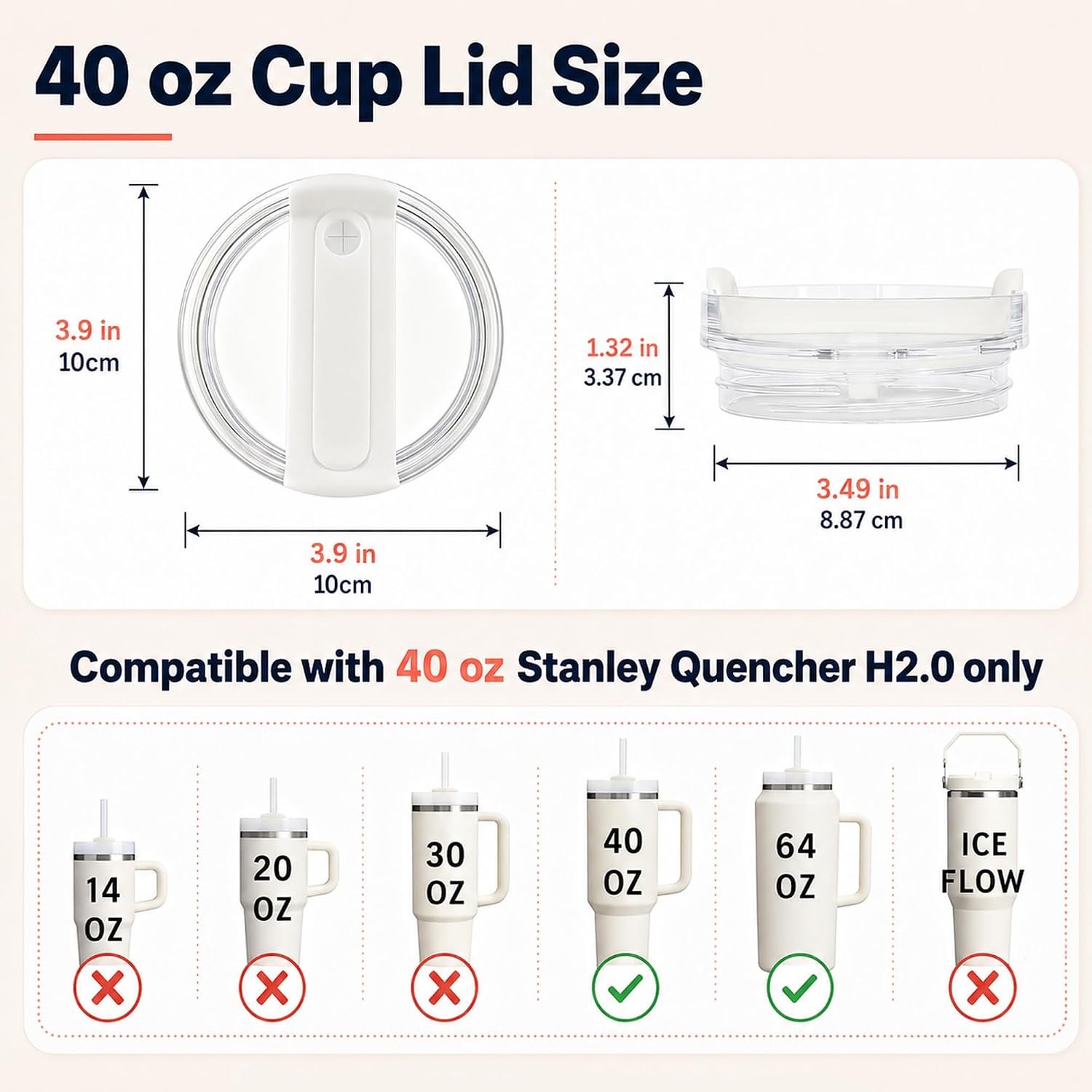 40 oz Tumbler Lid Replacement Compatible with Stanley Cup image 2