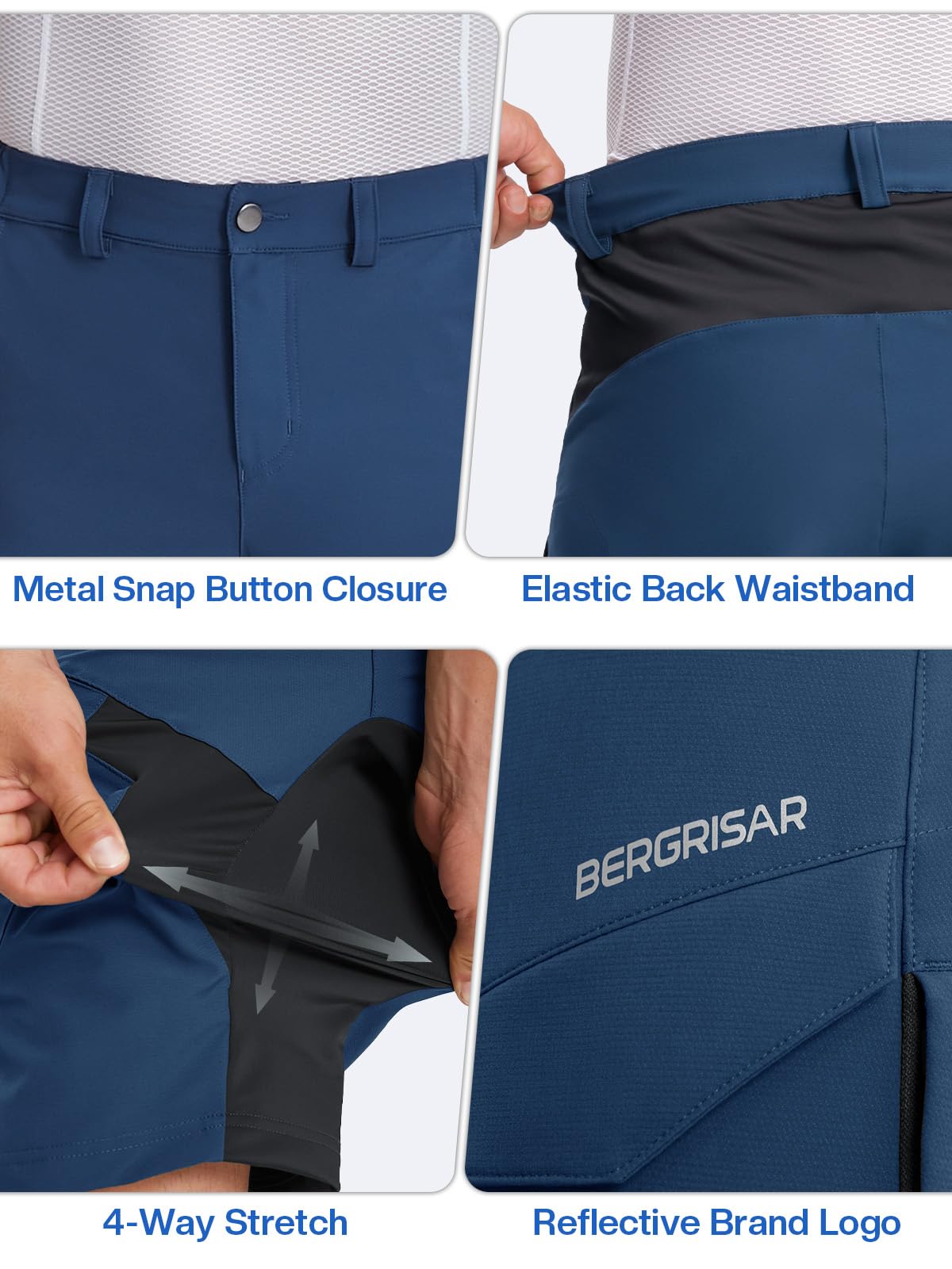 BERGRISAR Pantaloncini da ciclismo da uomo Baggy Mountain Bike Pantaloncini da ciclismo impermeabili Pantaloncini da ciclismo 5 tasche