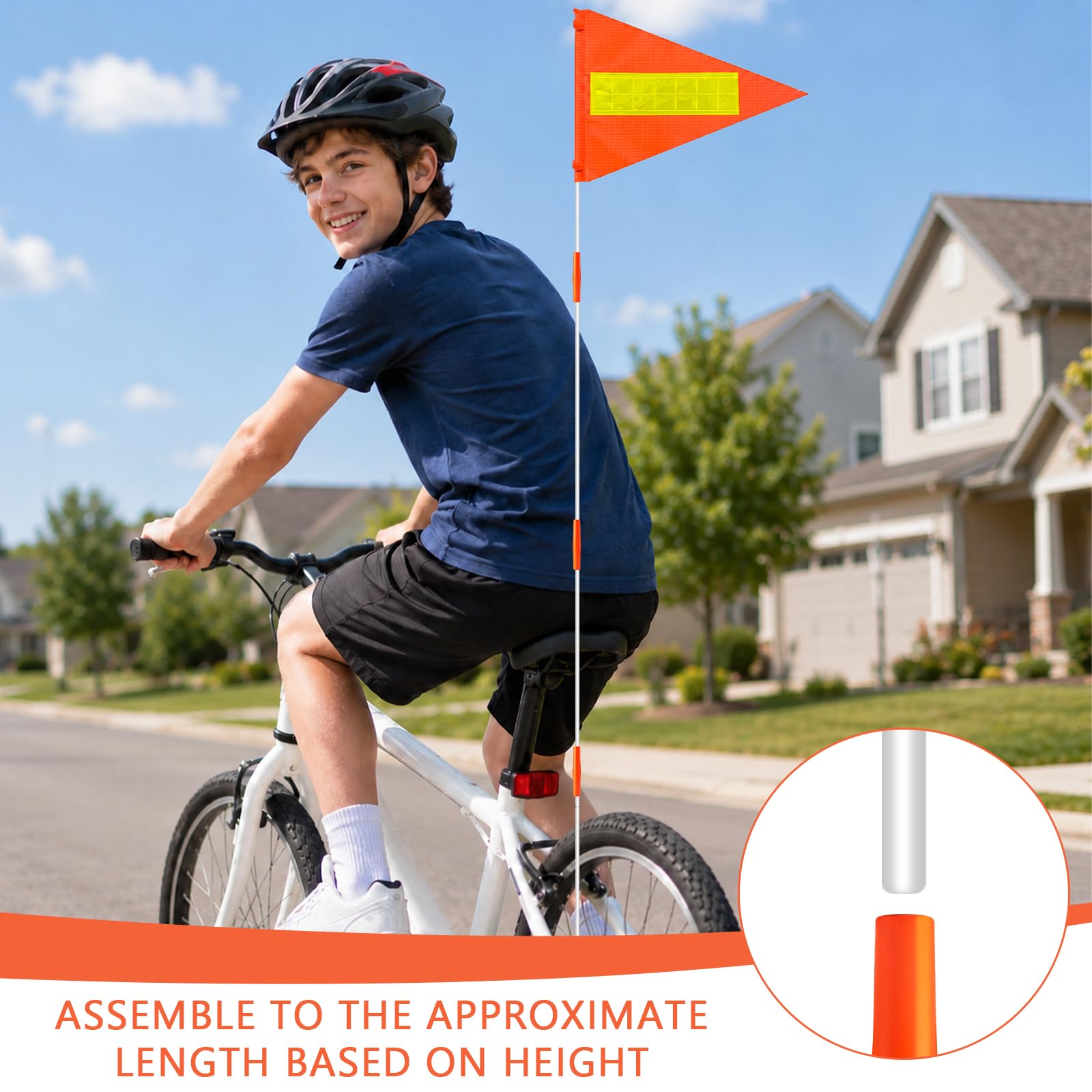 Fanion de Sécurité pour Vélo 150cm, Drapeau Velo Réfléchissant Impréable, Tige Réglable