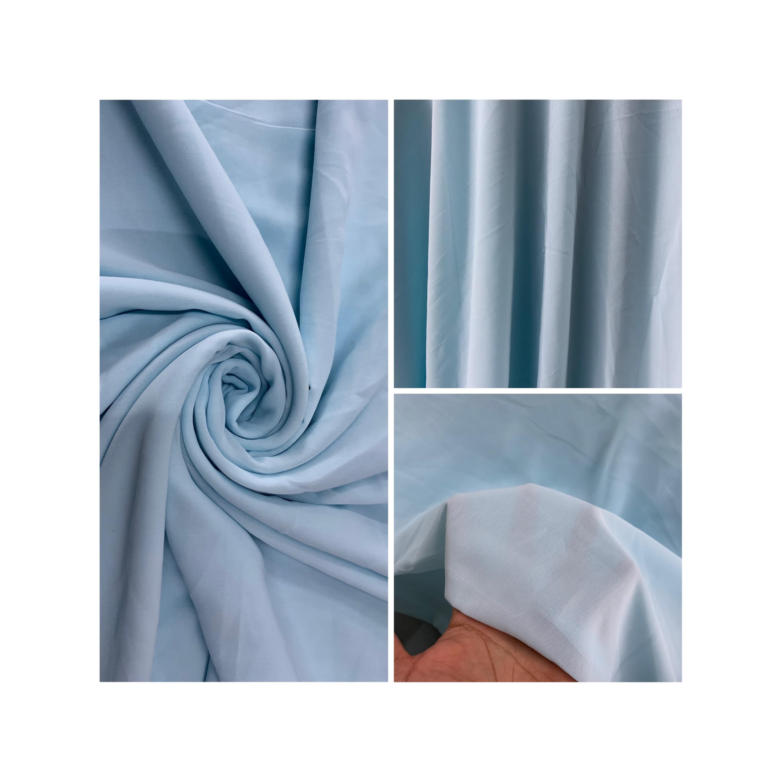 Georgette Fabric (Sky Blue Colour) Imported, Real, Soft, Luxurious, Heavy, Breathable, Gorgeous, Used in Kurti, Saree, Top-Bottom,Choli, Lehenga,Dress, Suits, Skirt (5 Meter)-image-29
