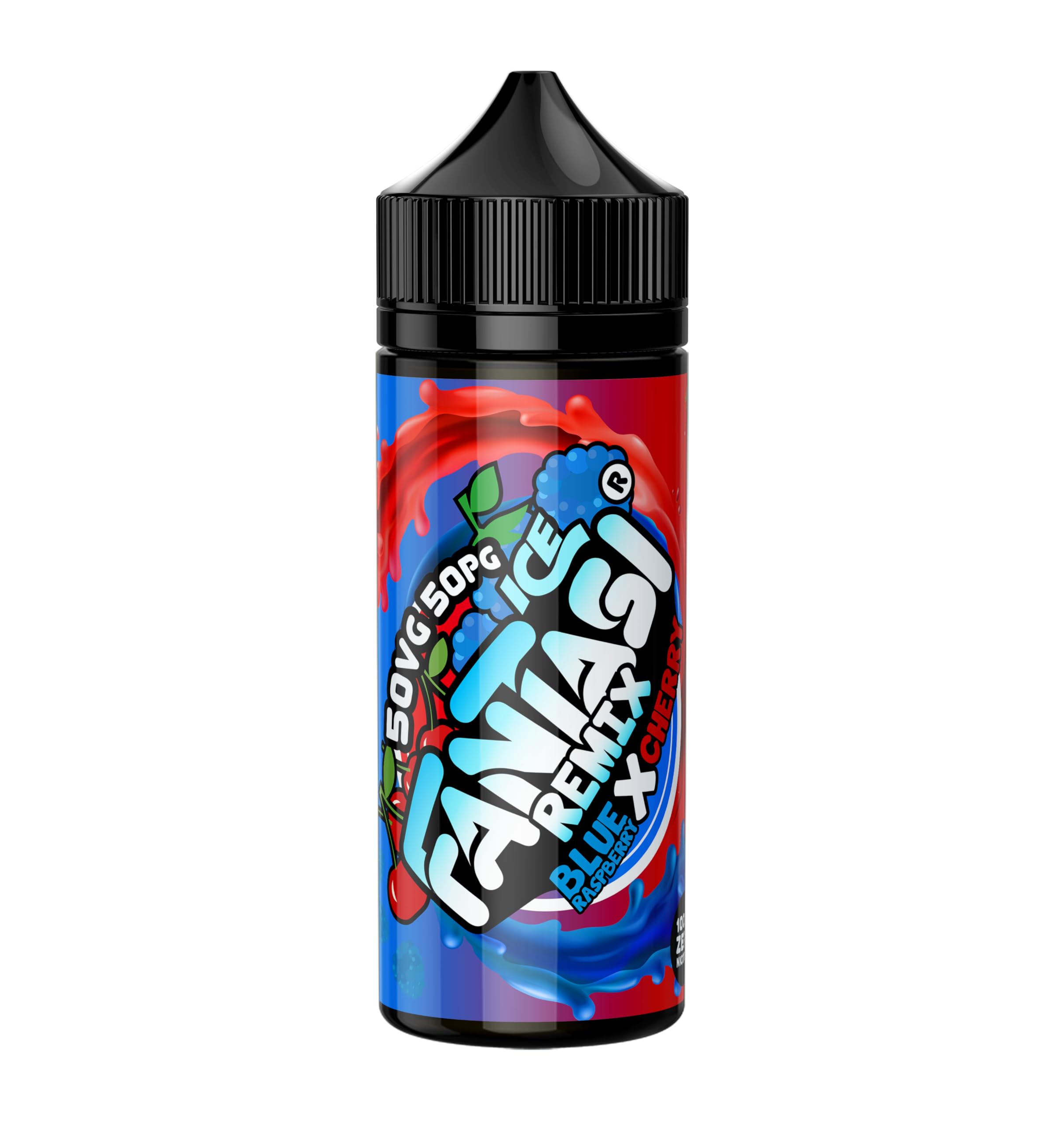 Fantasi Ice Remix Vape Liquid 100ml, 50vg/50pg Vape Juice, 0% Nicotine E Liquid, All Day Vaping Juice, Pod System Ecig Vape Juice, 120ml Chubby Gorilla V3 Short Fill Bottle (Blue Raspberry Cherry Ice)