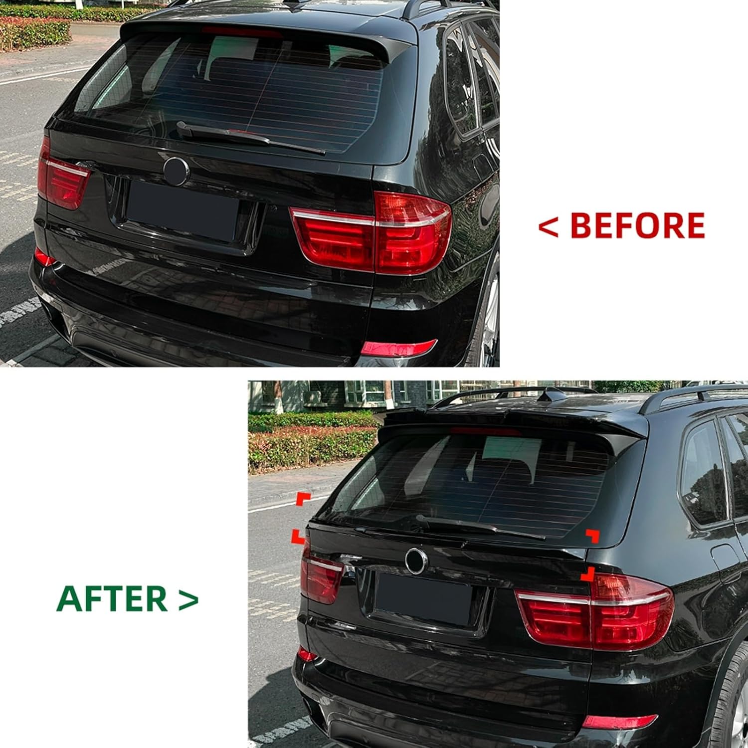 Compatible with BMW X5 E70 2008-2013 Rear Roof Lip Spoiler Trunk Wing Diffuser Tail Fin Lamp Eyebrow Trim Accessories Body kit Tuning(Eyebrow Black)