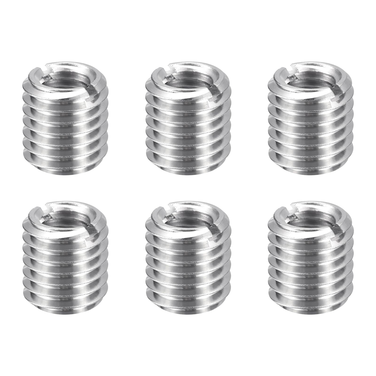 sourcing map 6pcs Thread Repair Inserts M12 x 1.75 Male to M8 x 1.25 Female Thread 12mm Long Stainless Steel Reducing Nuts Metric Self Tapping Sleeves Threaded Reducer Industrial Fasteners