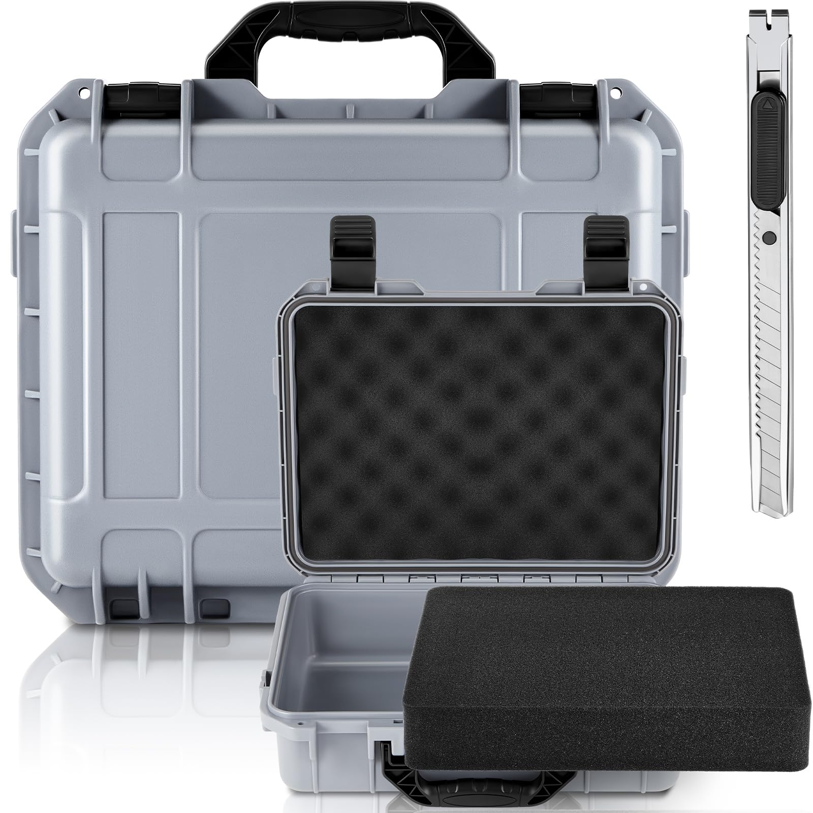 Relaxweex 14.3 x 11.4 x 4.5 Inch Hard Case, Stripe Shell, Gray