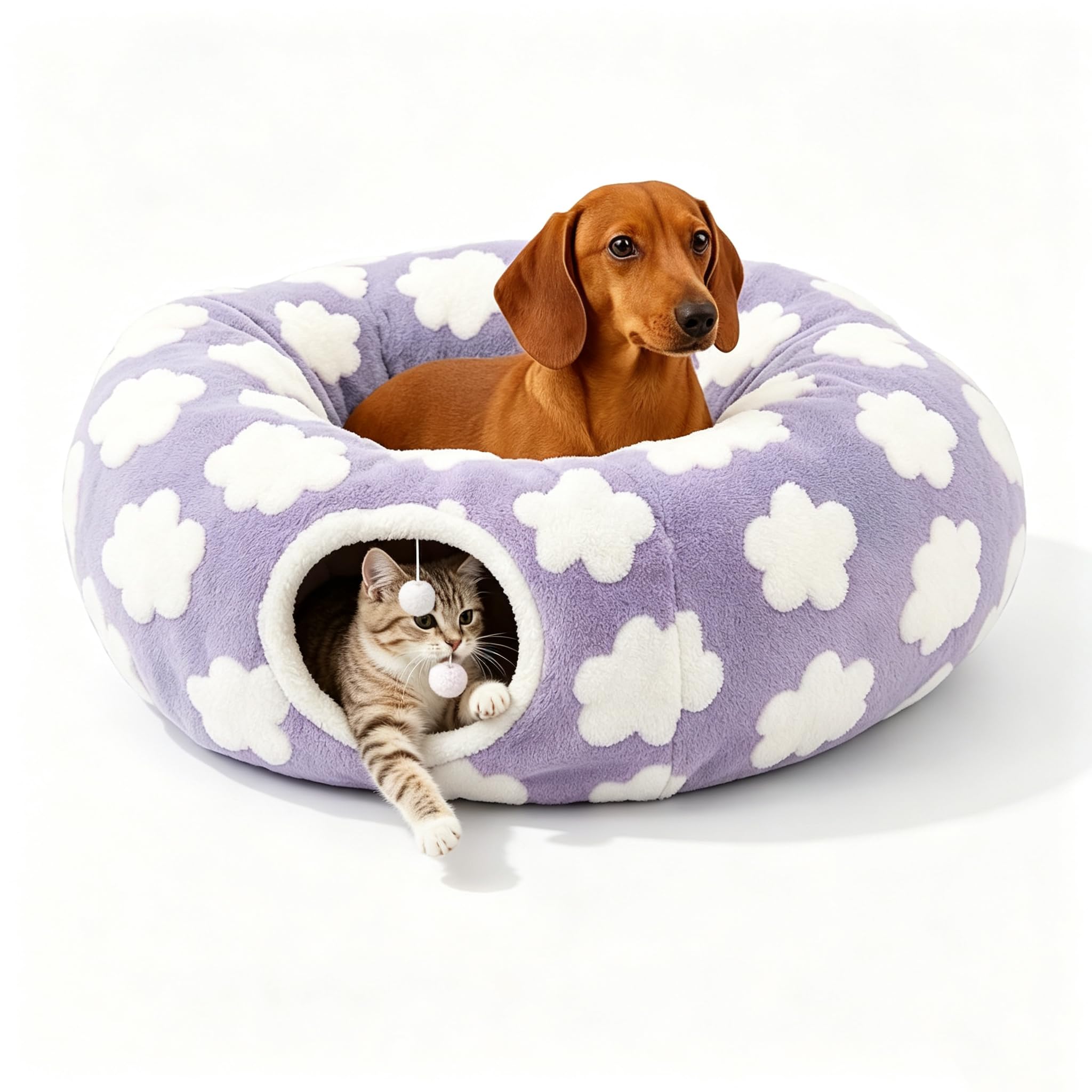 Dachshund Tunnel Bed, 2027 Tunnel Bed for Dachshund Dog，Purple