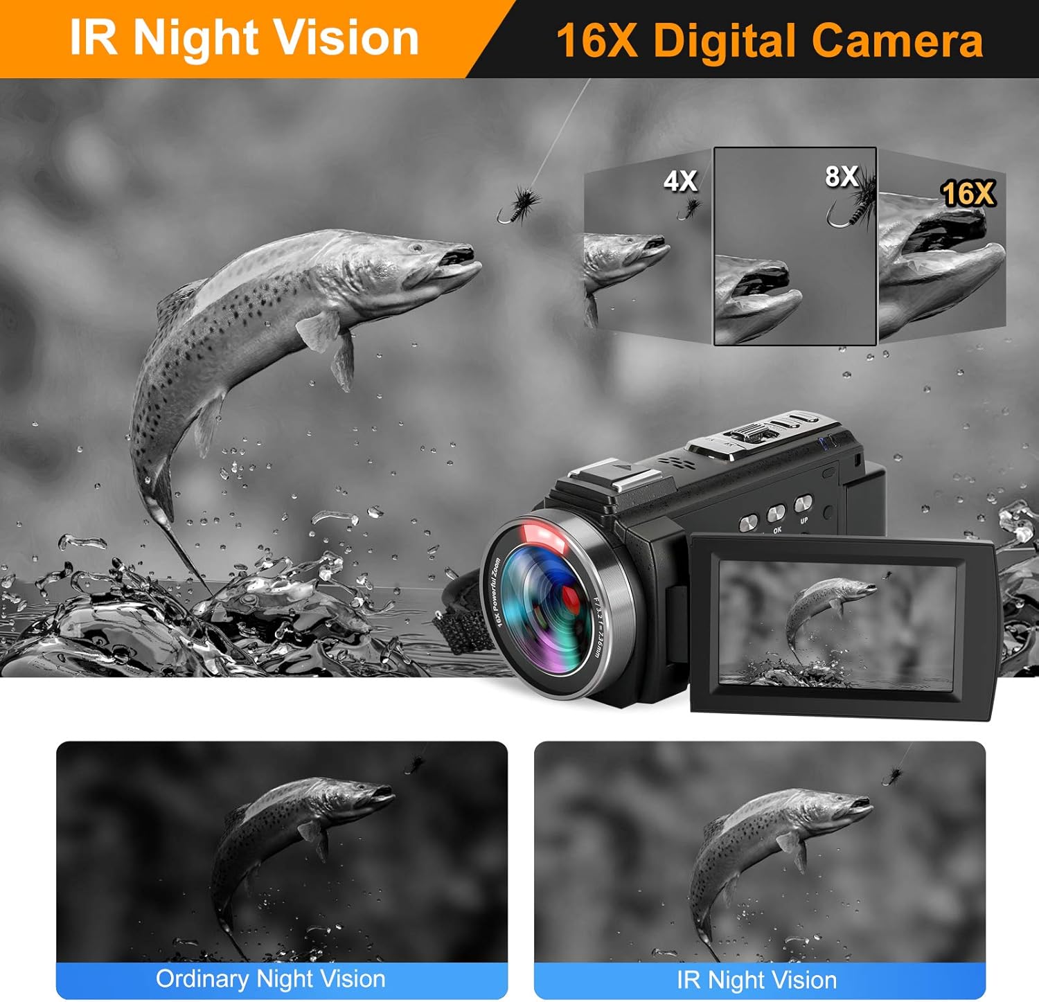 Crazy Deals ZUODUN 4K Camcorder 60FPS Ultra HD Vlogging Video Camera for YouTube 48MP 16X Digital Zoom IR Night Vision WiFi Vlog Recorder with 3 Inch Touch Screen Microphone Remote Control Stabilizer