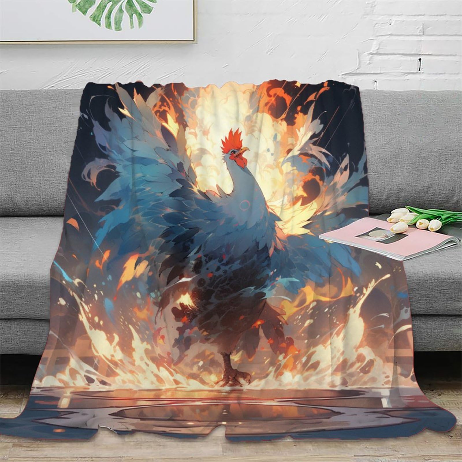 Couverture coq flanelle 3D au fini peluche super douce premium