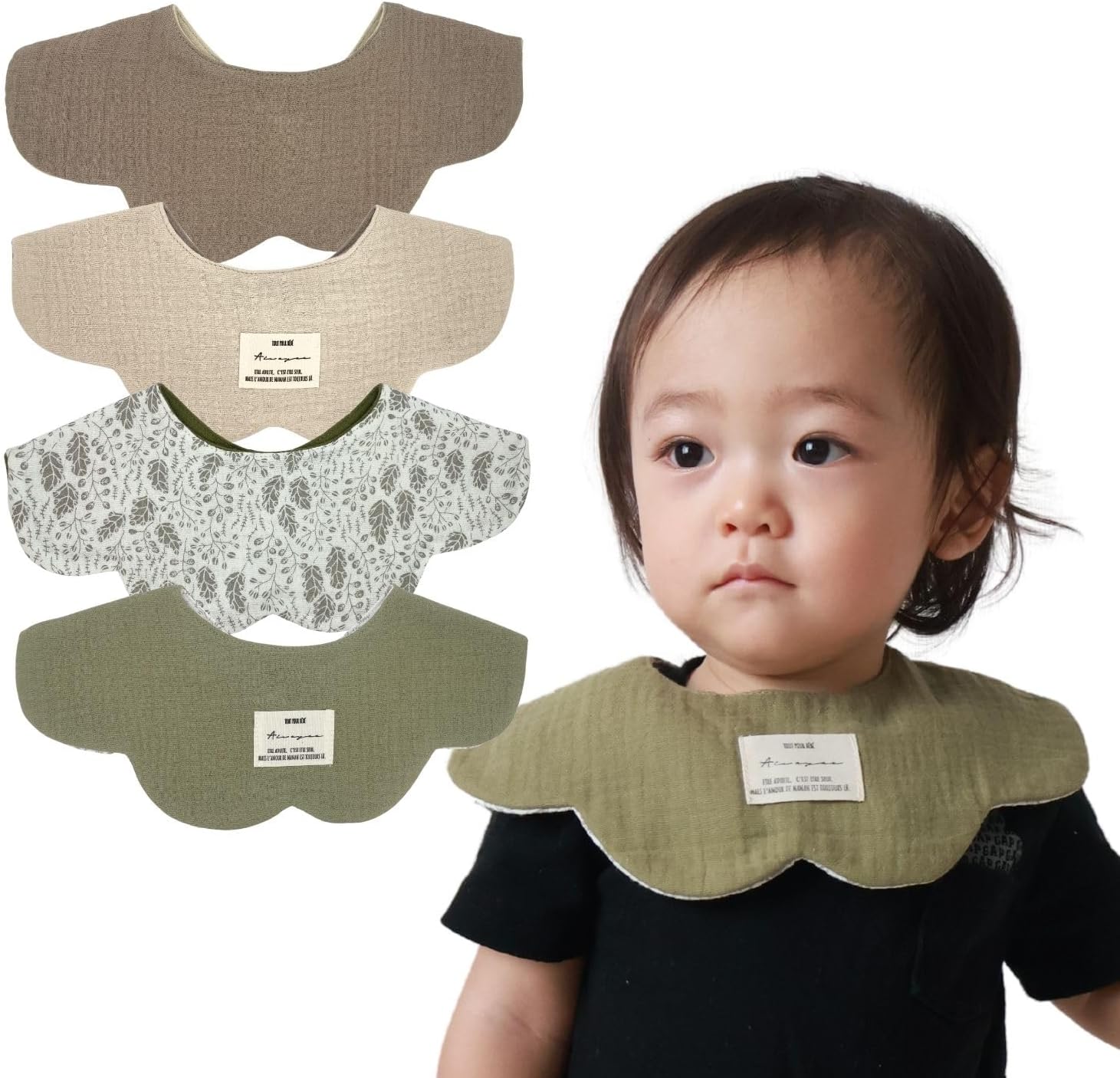 ハンドメイド リバーシブルスタイ2枚セット Amazon.co.jp: [Ella.] 360° スタイ 2枚セット リバーシブル