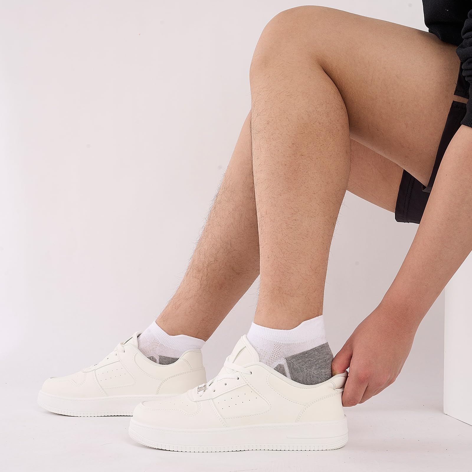 10 Pares Calcetines Tobilleros Hombre Mujer, Calcetines Cortos Hombre de Algodon Transpirable, Cómodo con Malla Transpirable