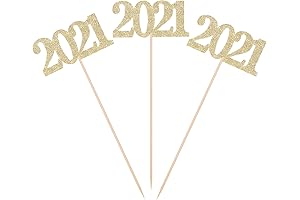 Pack of 10 Gold Glittery the Year of 2021 Centerpiece Sticks