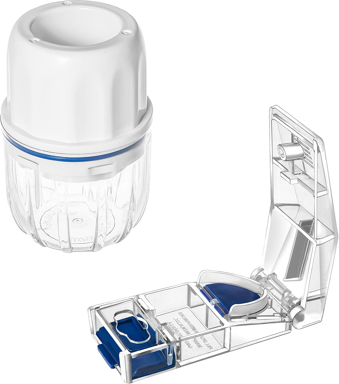 Maxpert Medical Pill Crusher and Pill Splitter Combo Package - MAXGRIND Lite Pill Crusher and Grinder, Blue - Crush and Grind Pills - with MAXSPLIT Pill Splitter - Pill Cutter, Blue : Health & Household