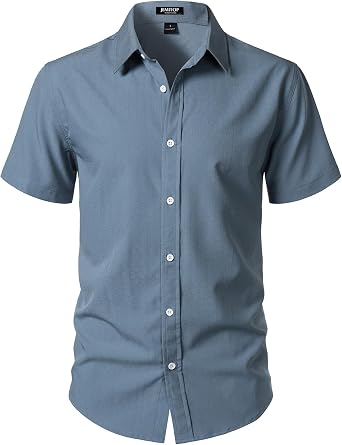 JEMITOP Mens Casual Stretch Wrinkle-Free Textured Shirt