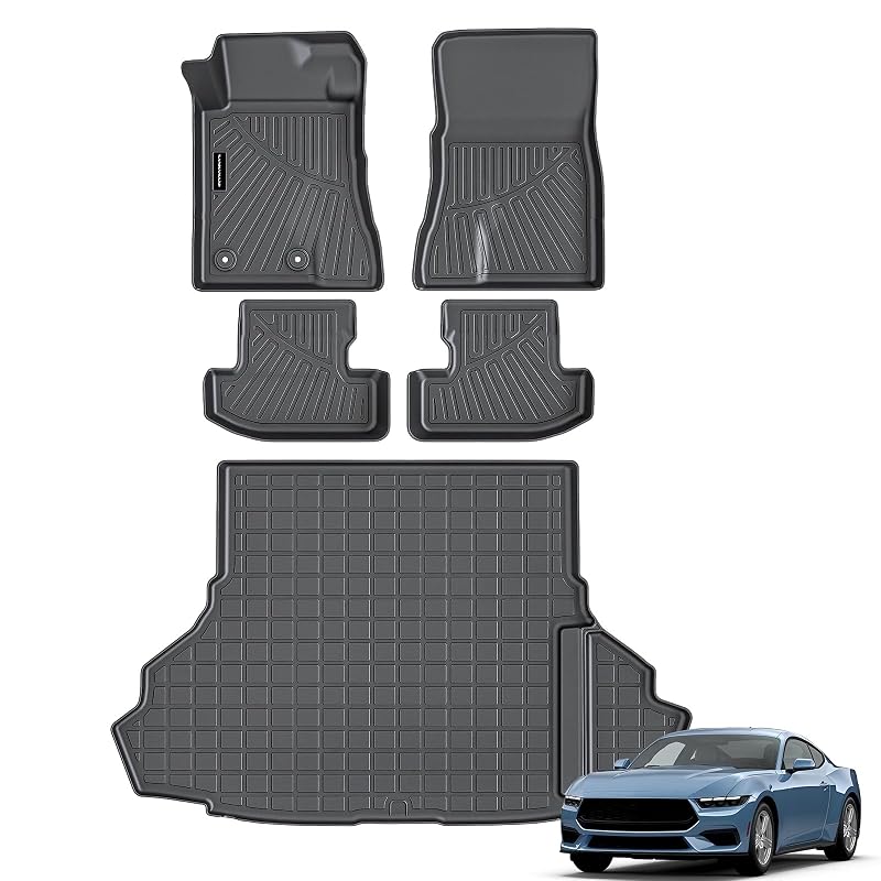 Tapete Automotivo em TPE para Ford Mustang 2015–2026, Preto, Ajuste Específico