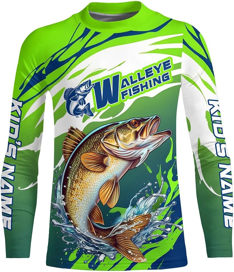 Personalized Walleye Fishing Jerseys, Walleye Fishing Long Sleeve Tournament Fishing Shirts