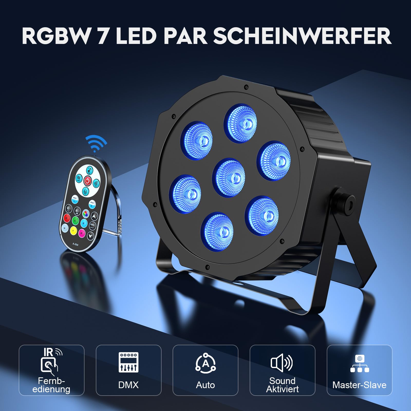 4PCS RGBW LED Par Strahler, 7 LED Par Scheinwerfer Bühnenlicht Partylicht Lichteffekte mit Fernbedienung für Disco DJ Party Hochzeit Weihnachten Haloween