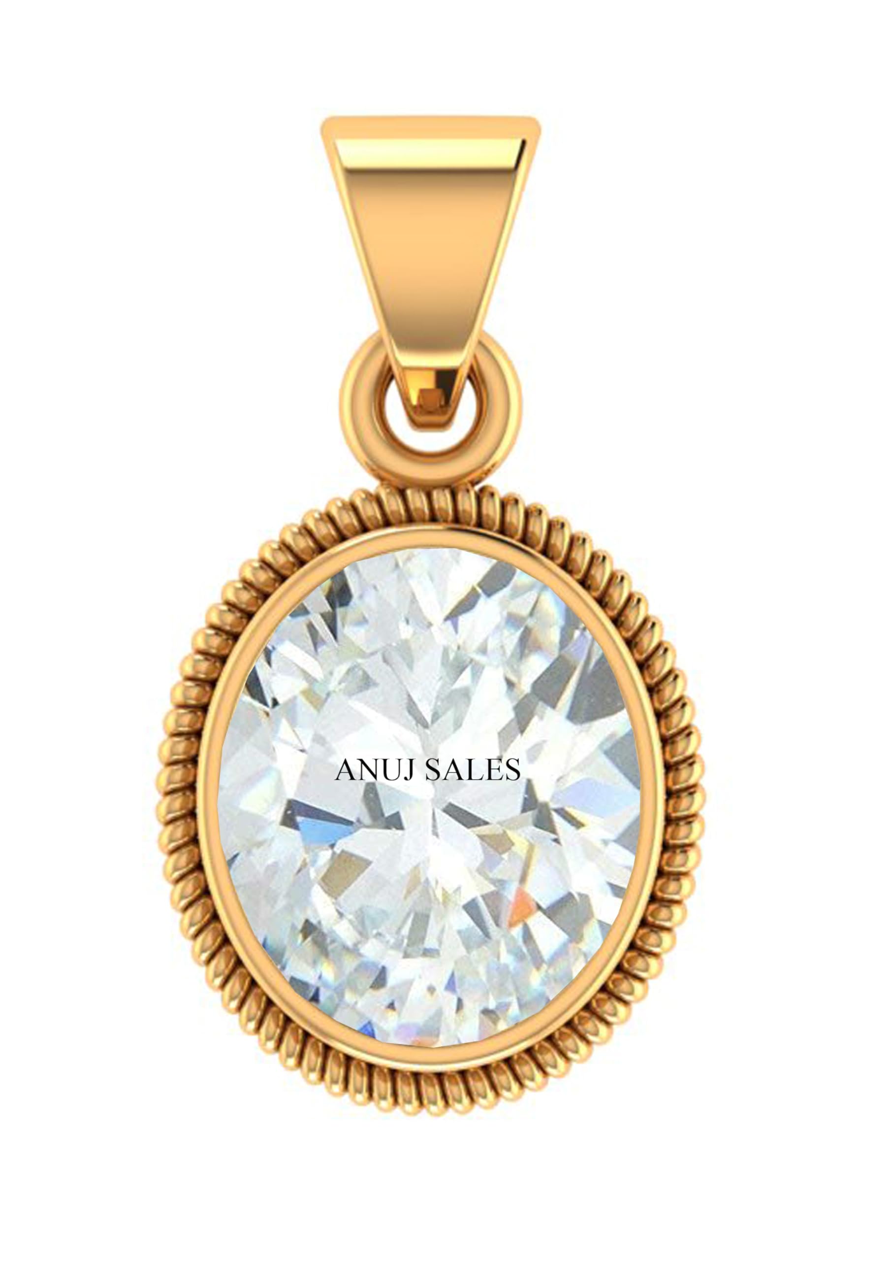 ANUJU Sales 6.25 Ratti Natural White Zircon Pendant/Locket American Diamond Zircon Stone Gold Plated Metal Pendant for Men and Women-image-22