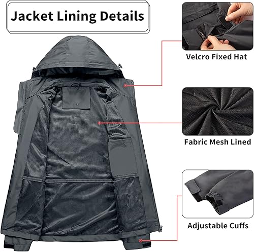 Miniatura 4 de Chaqueta impermeable ligera para hombre, a prueba de viento, chaqueta con capucha para lluvia para correr, senderismo, ciclismo, viajes, M-7XL