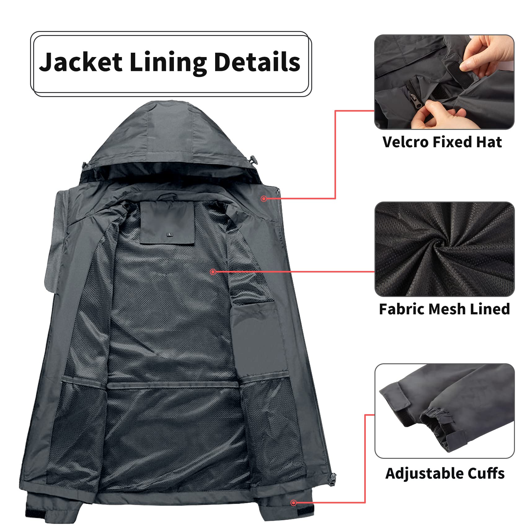 Herren leichte wasserdichte Jacke winddicht Regen Kapuze Jacken zum Laufen Wandern Radfahren Reisen M-7XL