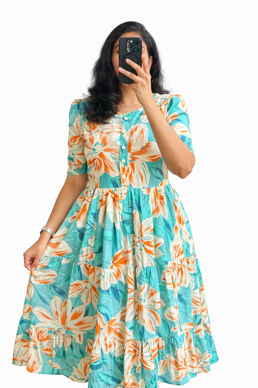 prajapati fashion Women's Cotton Blend Maxi Midi Dress Western Dress for Women Elegant Floral Printed Long Dresses-picture-45
