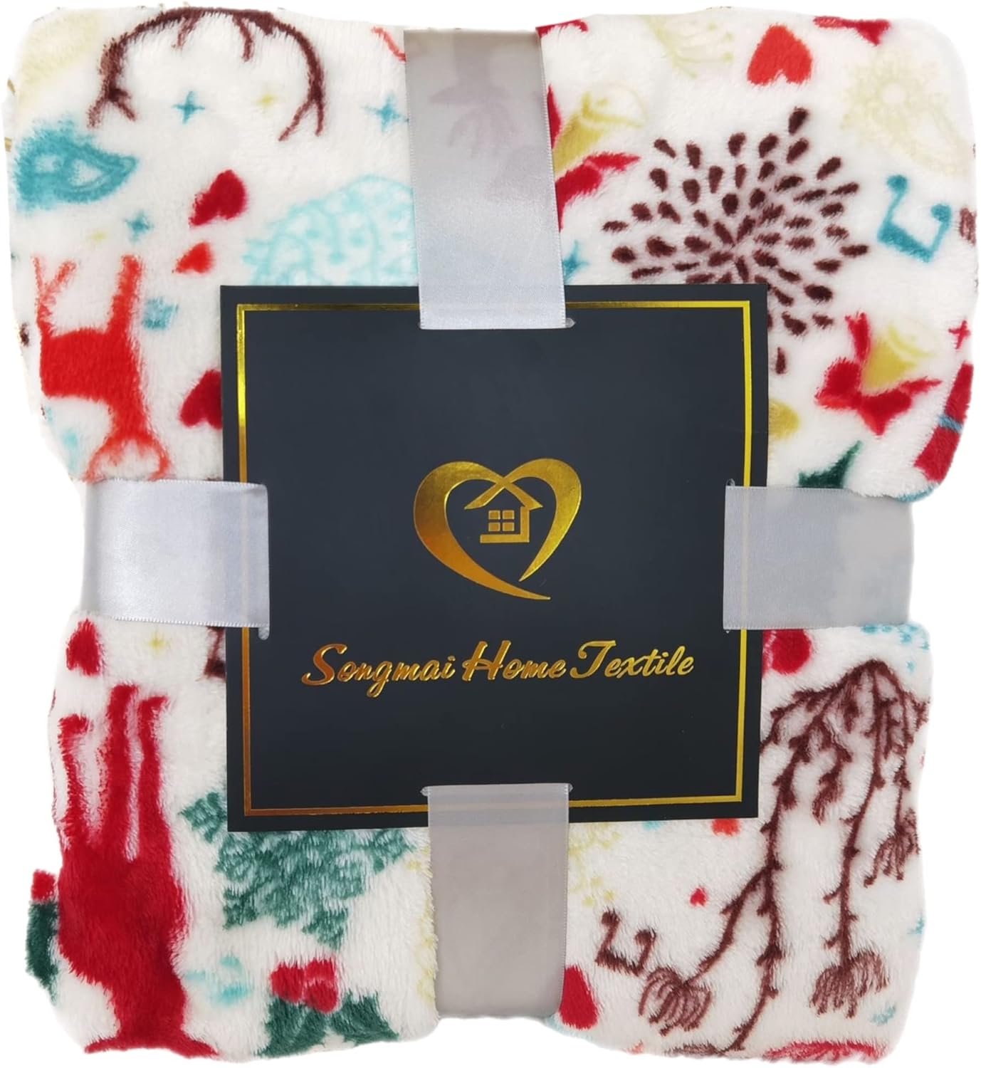 eBoutik Brightly Coloured Christmas Themed Fleece Blanket Throws