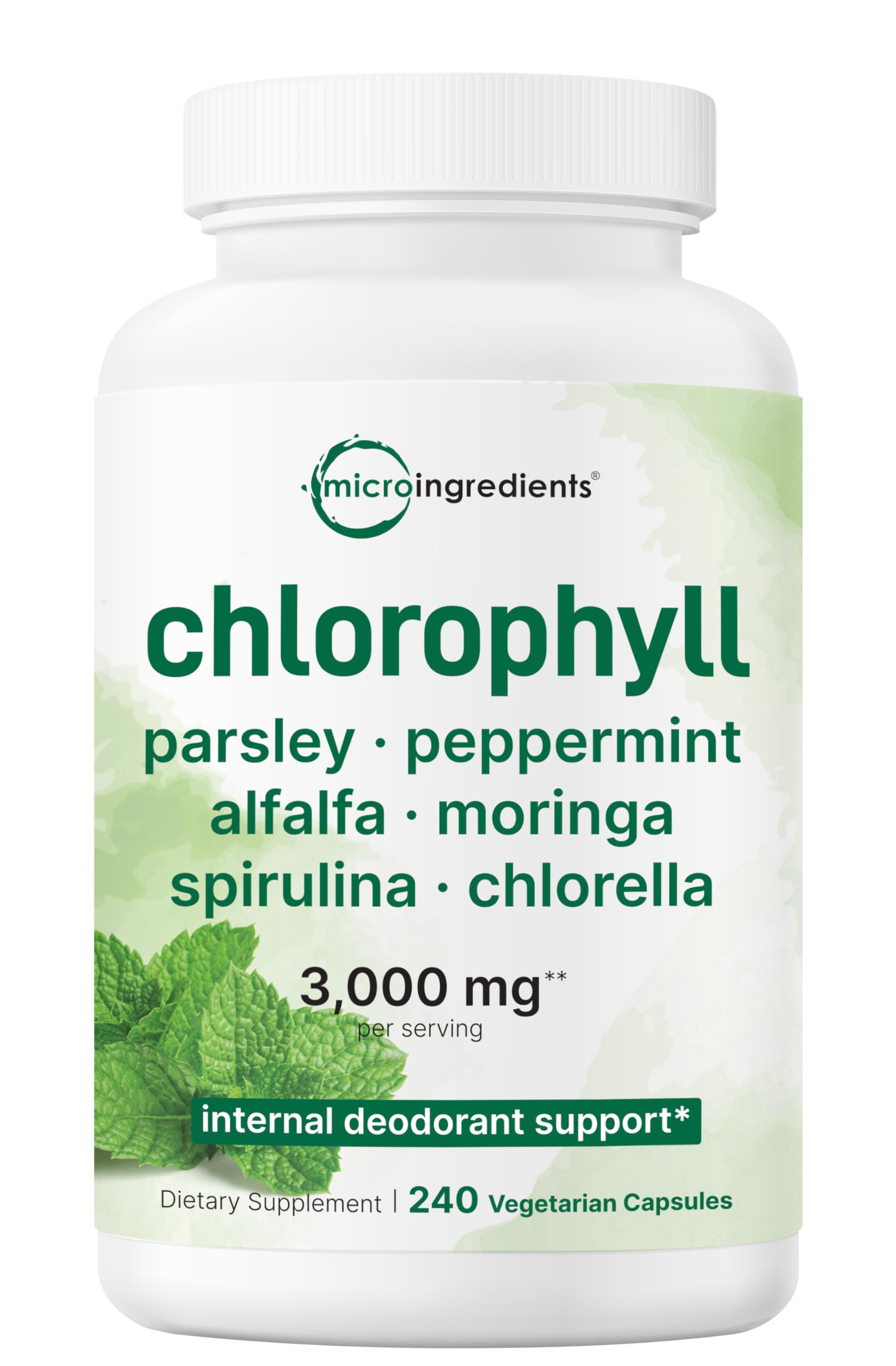 Micro Ingredients Chlorophyll Super Greens Complex | 240 Veggie Capsules with Parsley, Moringa, Spirulina, Chlorella, & More | Gluten-Free, No AdditivesMicro Ingredients Chlorophyll Super Greens…