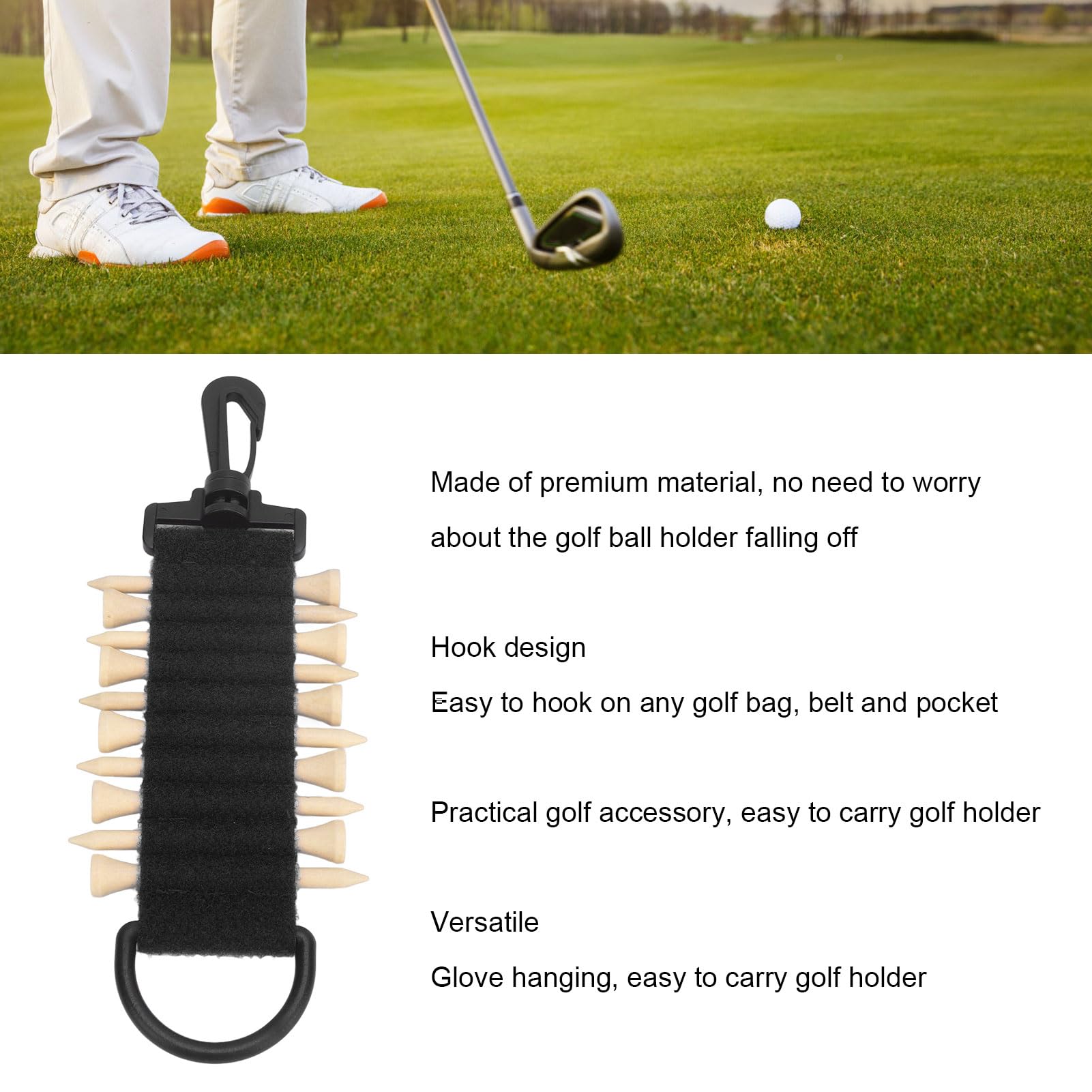 Dilwe Soporte para Te de Golf, Bolsa de Almacenamiento Portátil Multifunción de Nailon con Gancho para Cinturón