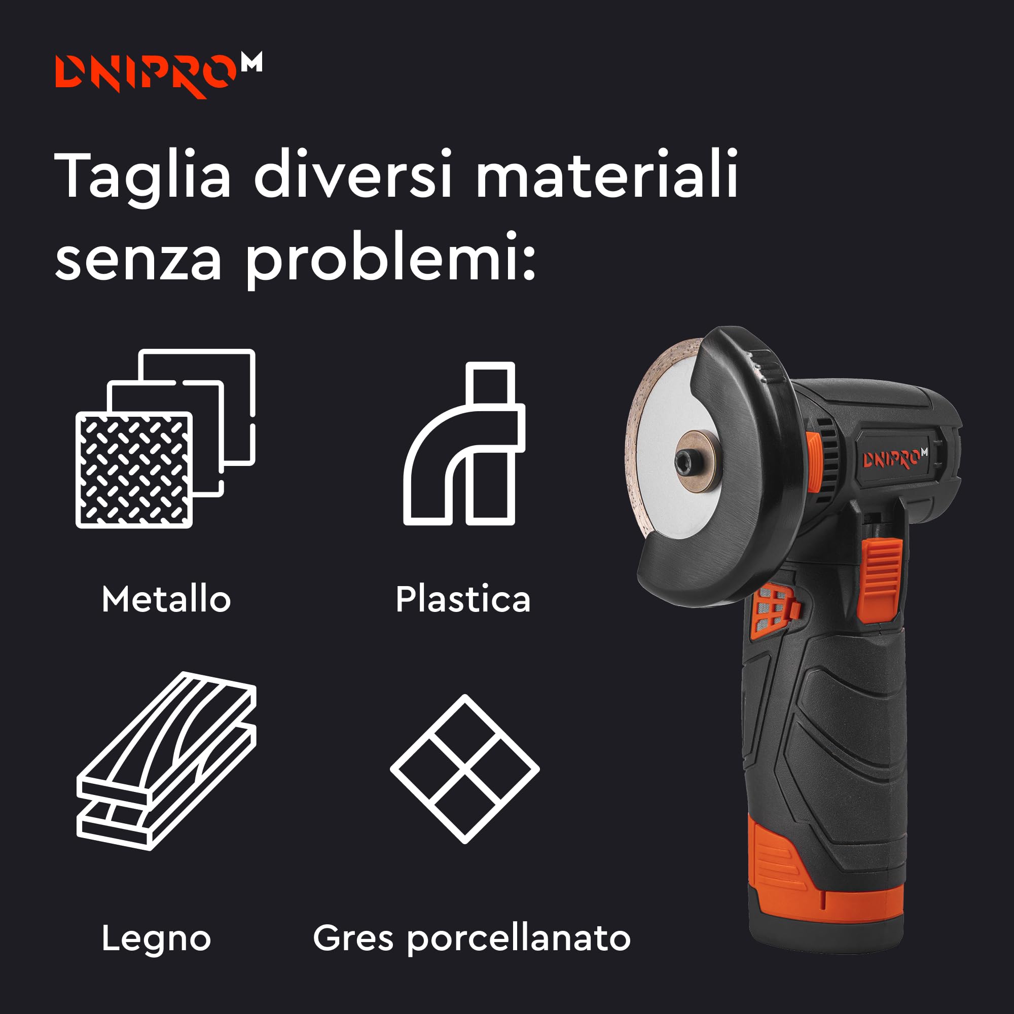 Mini Smerigliatrice Angolare a Batteria 12V, 76mm. Motore Senza Spazzole, 18500 rpm, per Taglio, Lucidatura e Levigatura. Include 2 batterie 2Ah, caricatore e 7 dischi. CG-12BC Ultra