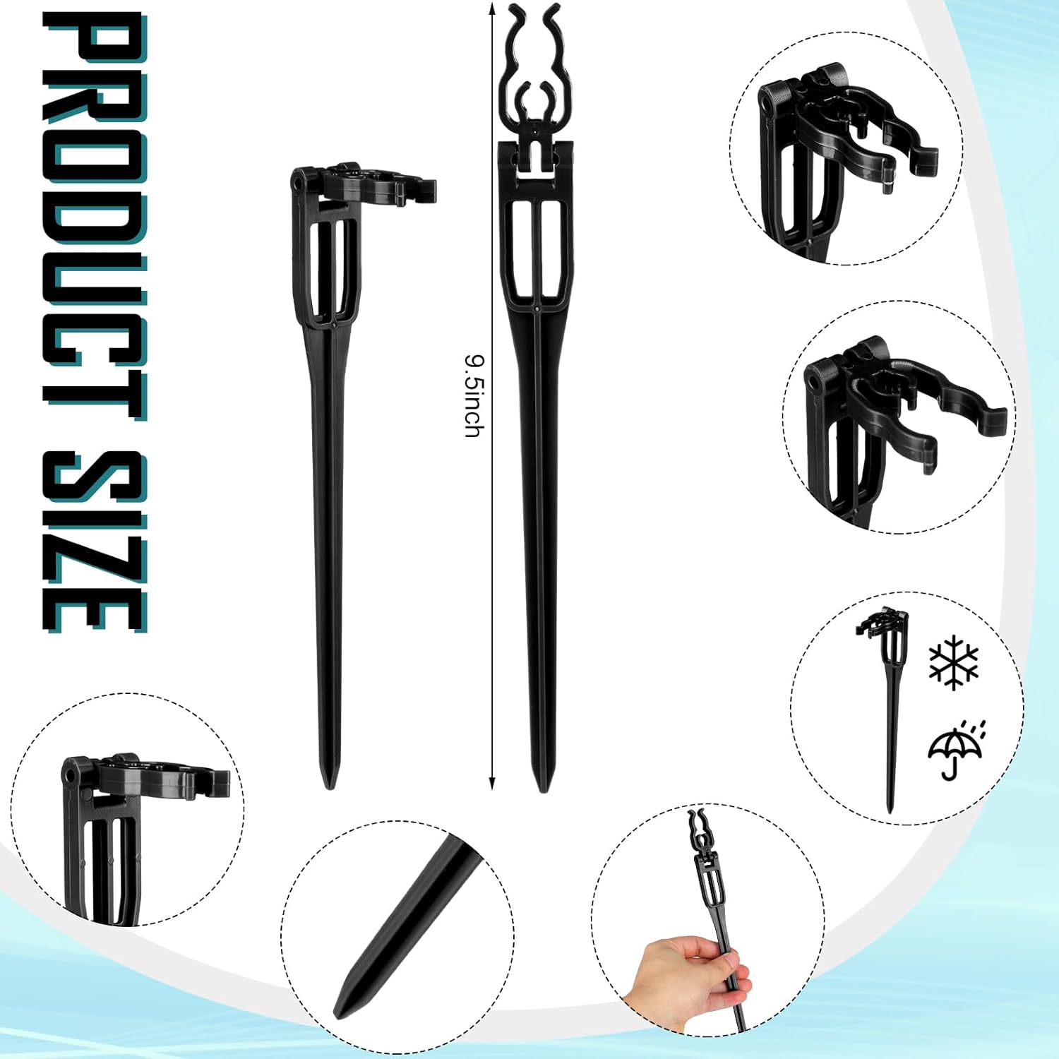 Suzile Christmas Light Stakes for C9 C7 9.5'' Tall Xmas Yard Stakes Plastic Christmas Lights Outdoor Universal Yard Lawn Holiday for Garden Lawn Path Walkway Holiday