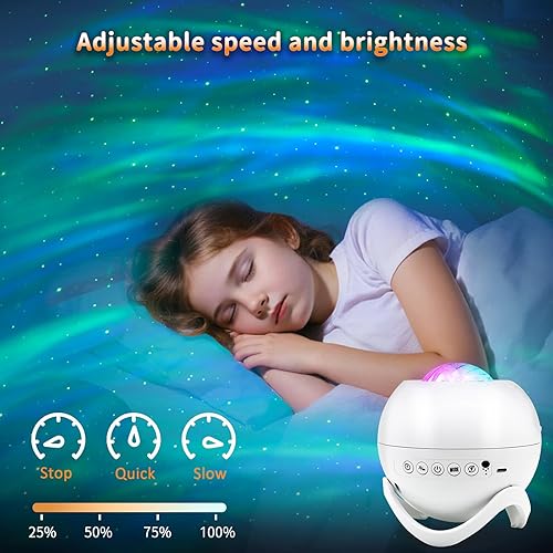 Miniatura 3 de Proyector de estrellas y galaxias para dormitorio, altavoz Bluetooth de ruido blanco, proyector de luces del norte, juegos adecuados, cine en casa,