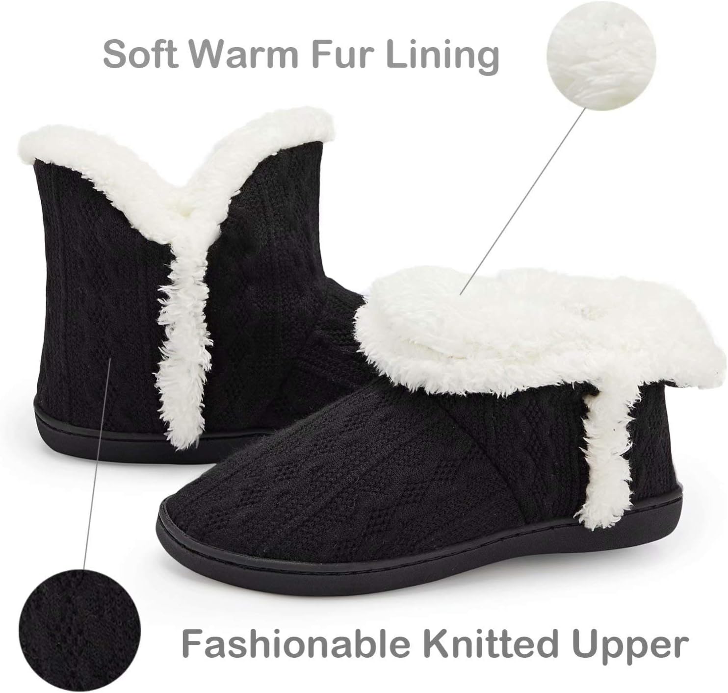 TUOBUQU Women Warm Bootie Slippers Fluffy Plush Indoor Outdoor Winter Booty Slippers - Image 4