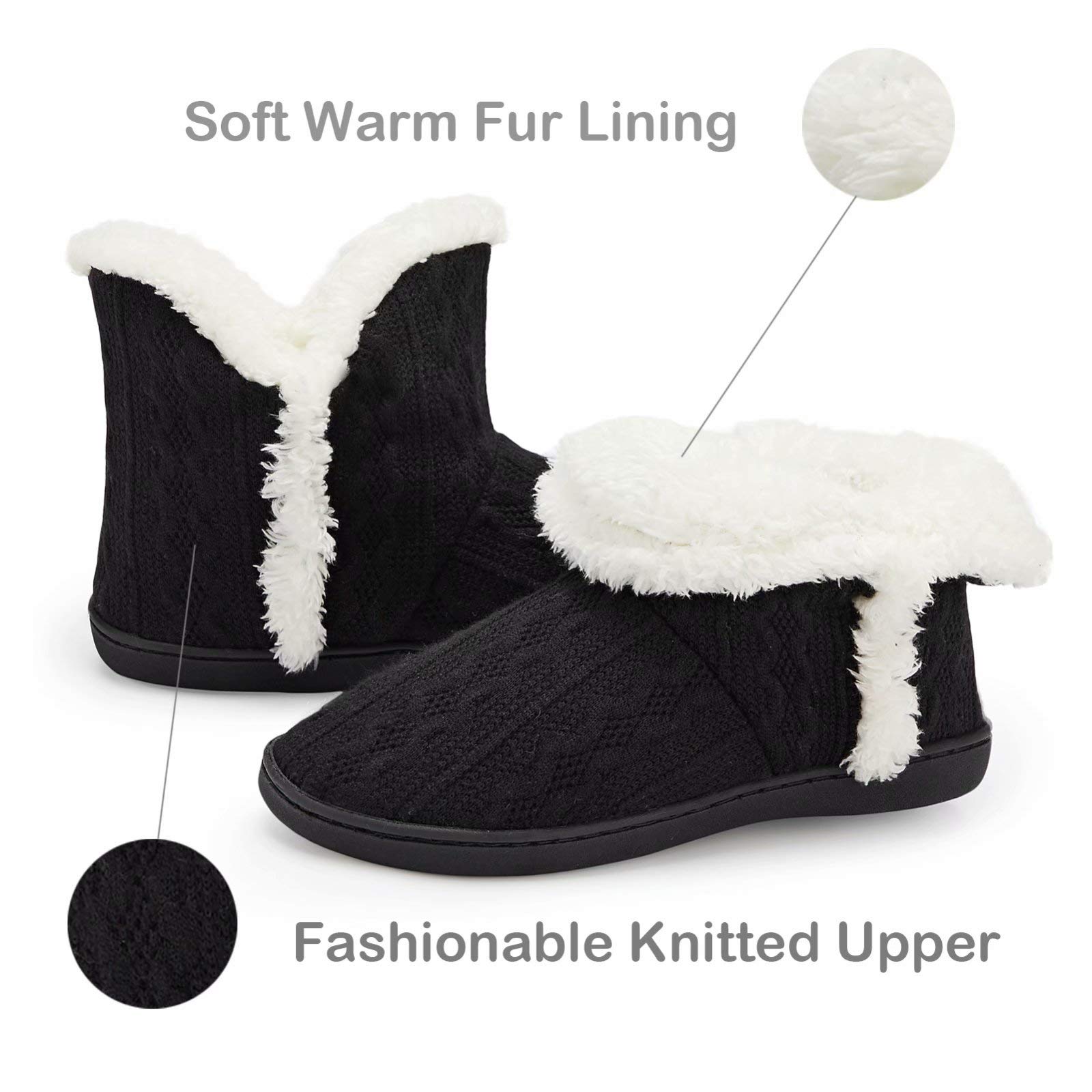 TUOBUQU Women Warm Bootie Slippers Fluffy Plush Indoor Outdoor Winter Booty Slippers